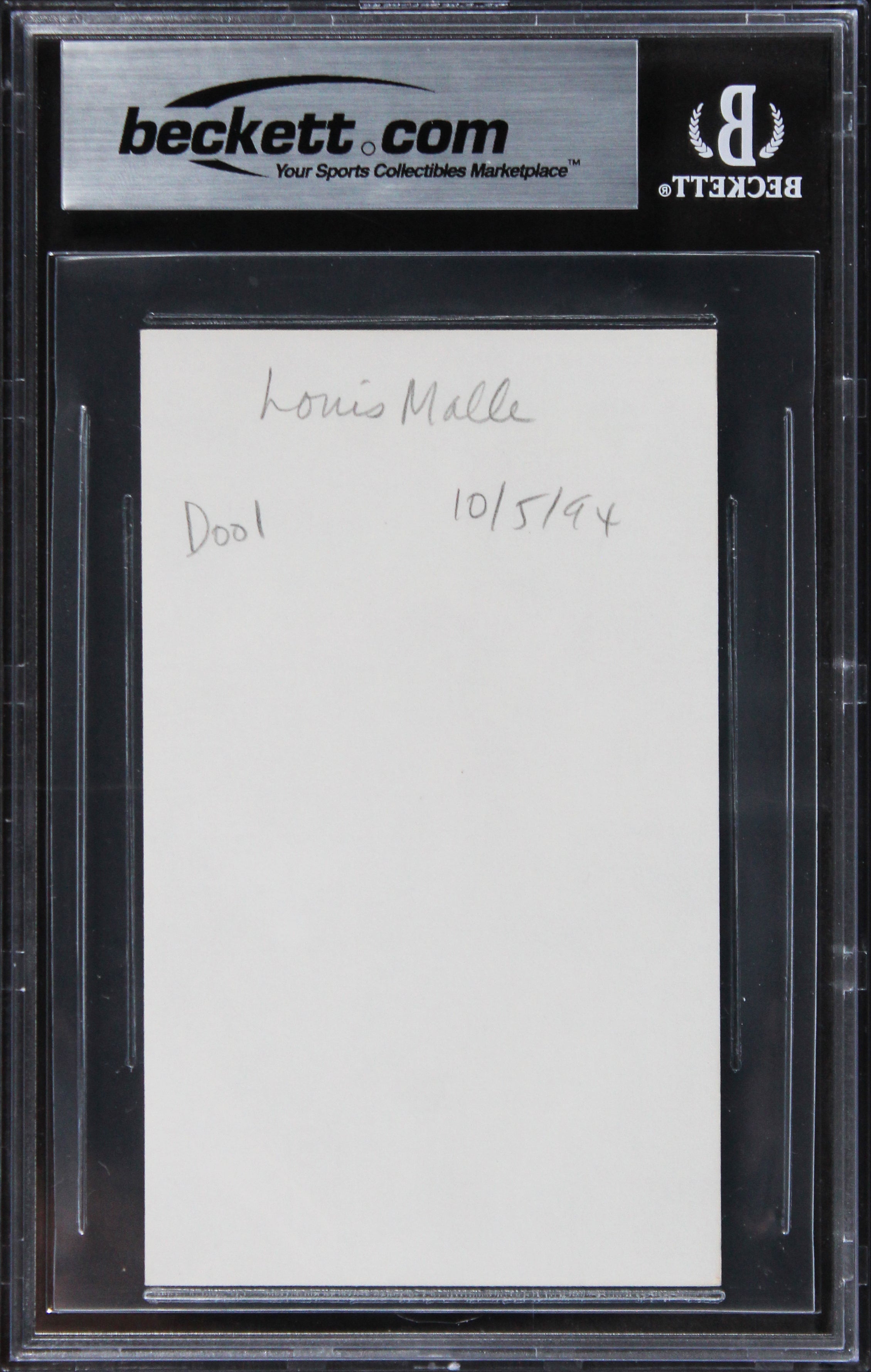 Louis Malle Goodbye, Children Authentic Signed 3x5 Index Card BAS Slabbed 2