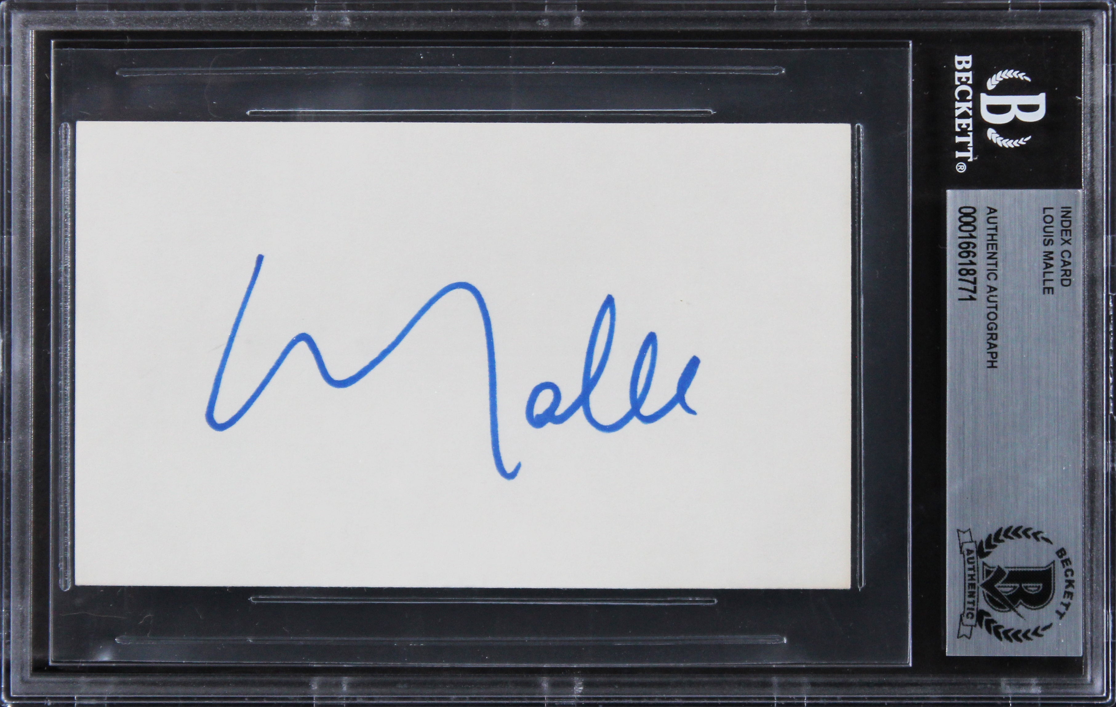 Louis Malle Goodbye, Children Authentic Signed 3x5 Index Card BAS Slabbed 3