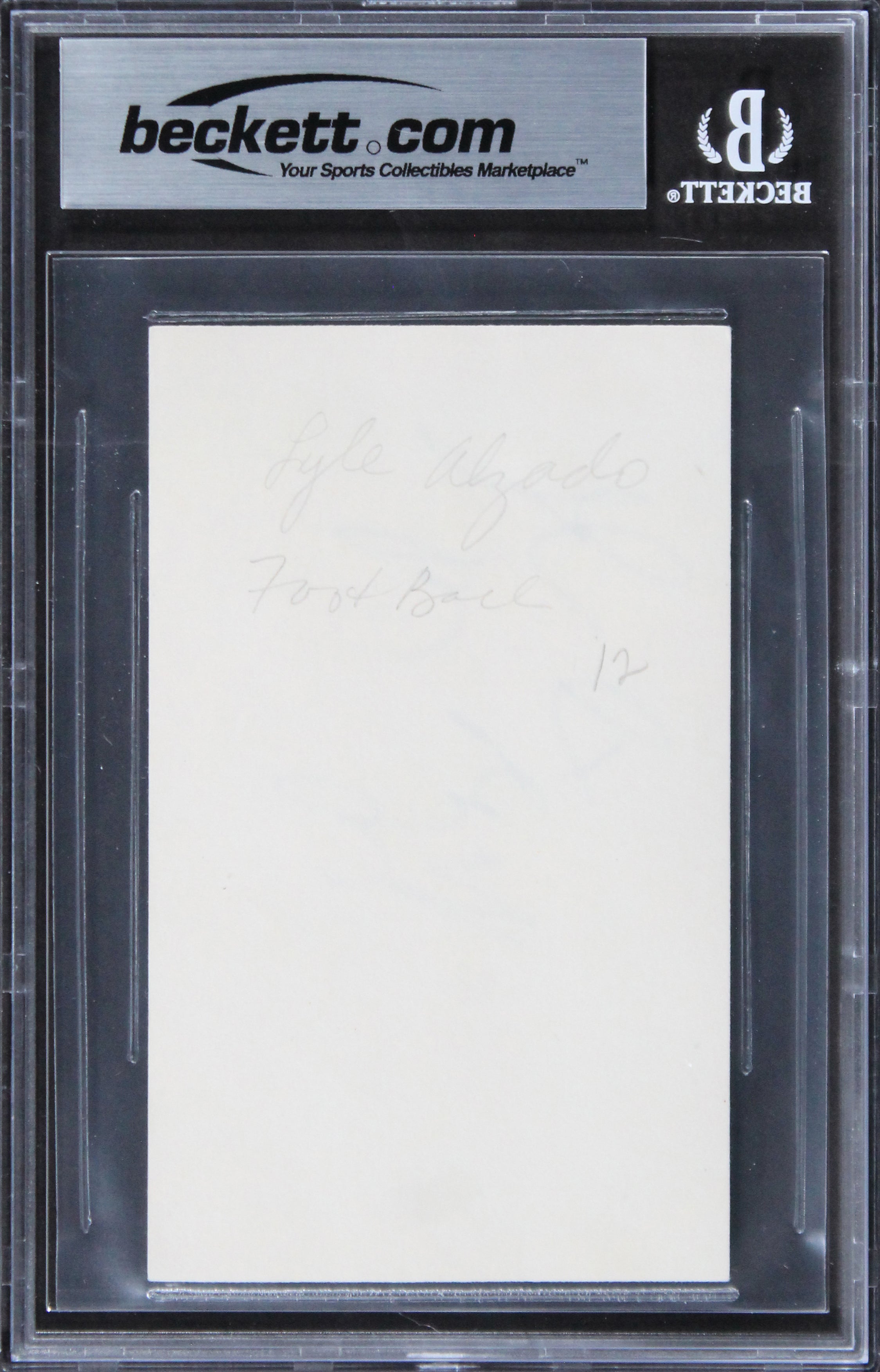 Raiders Lyle Alzado Authentic Signed 3x5 Index Card Autographed BAS Slabbed 4