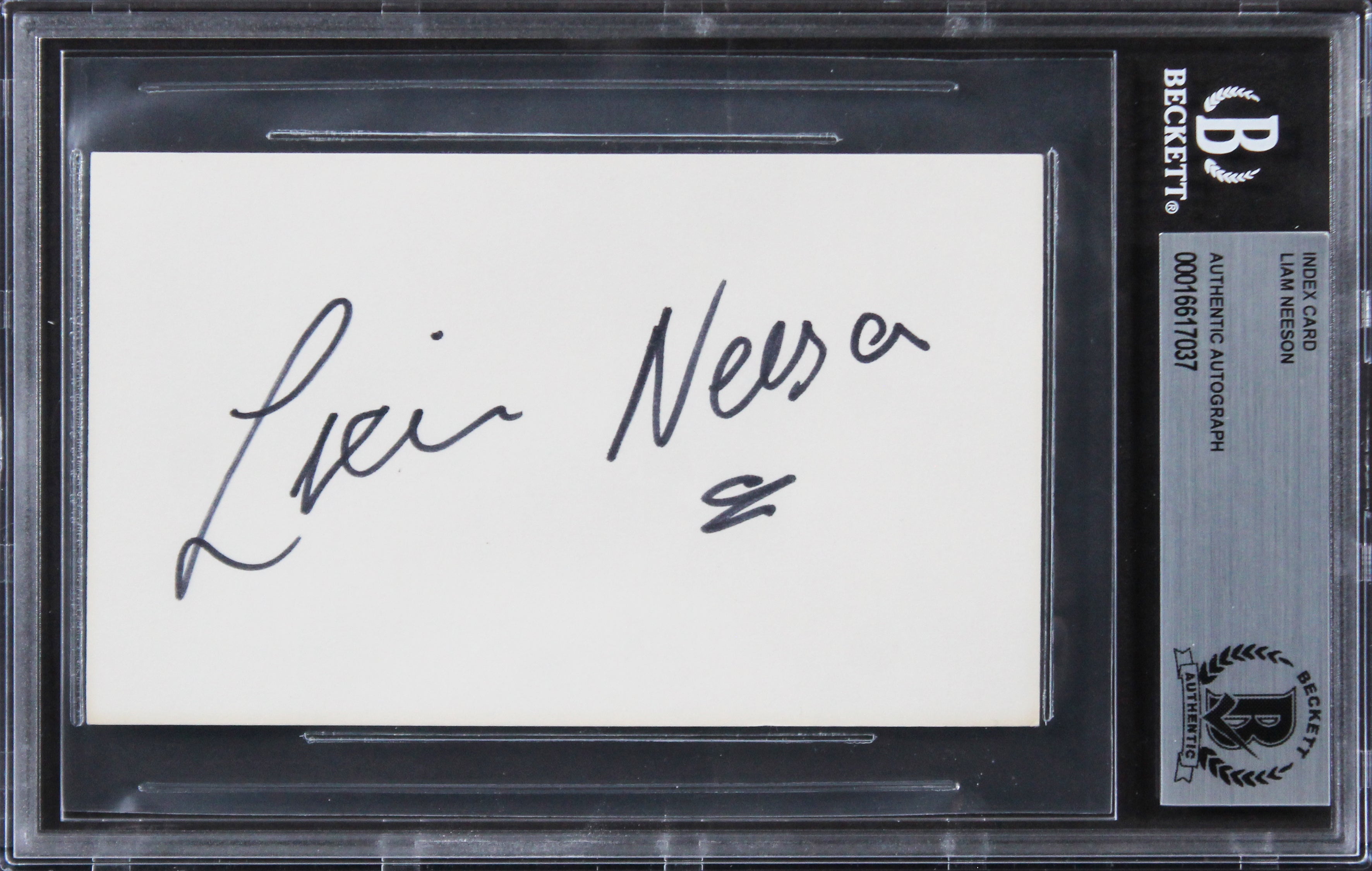 Liam Neeson Schindler's List Authentic Signed 3x5 Index Card BAS Slabbed