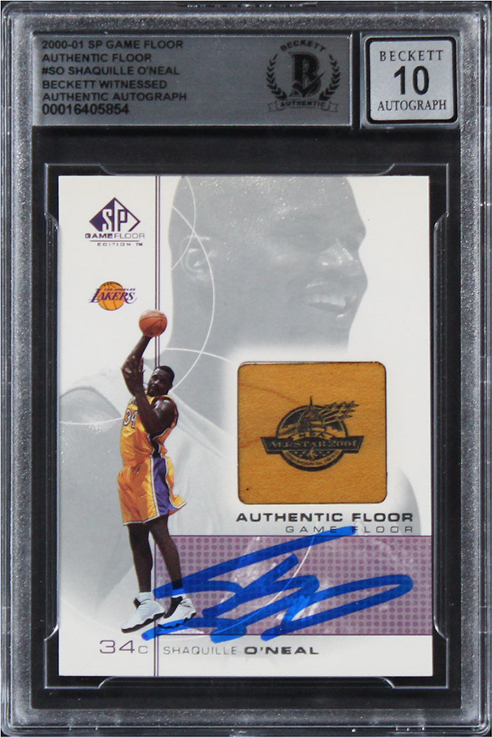 Lakers Shaquille O'Neal Signed 2000 SP Game Floor #SO Card Auto 10! BAS Slab 3