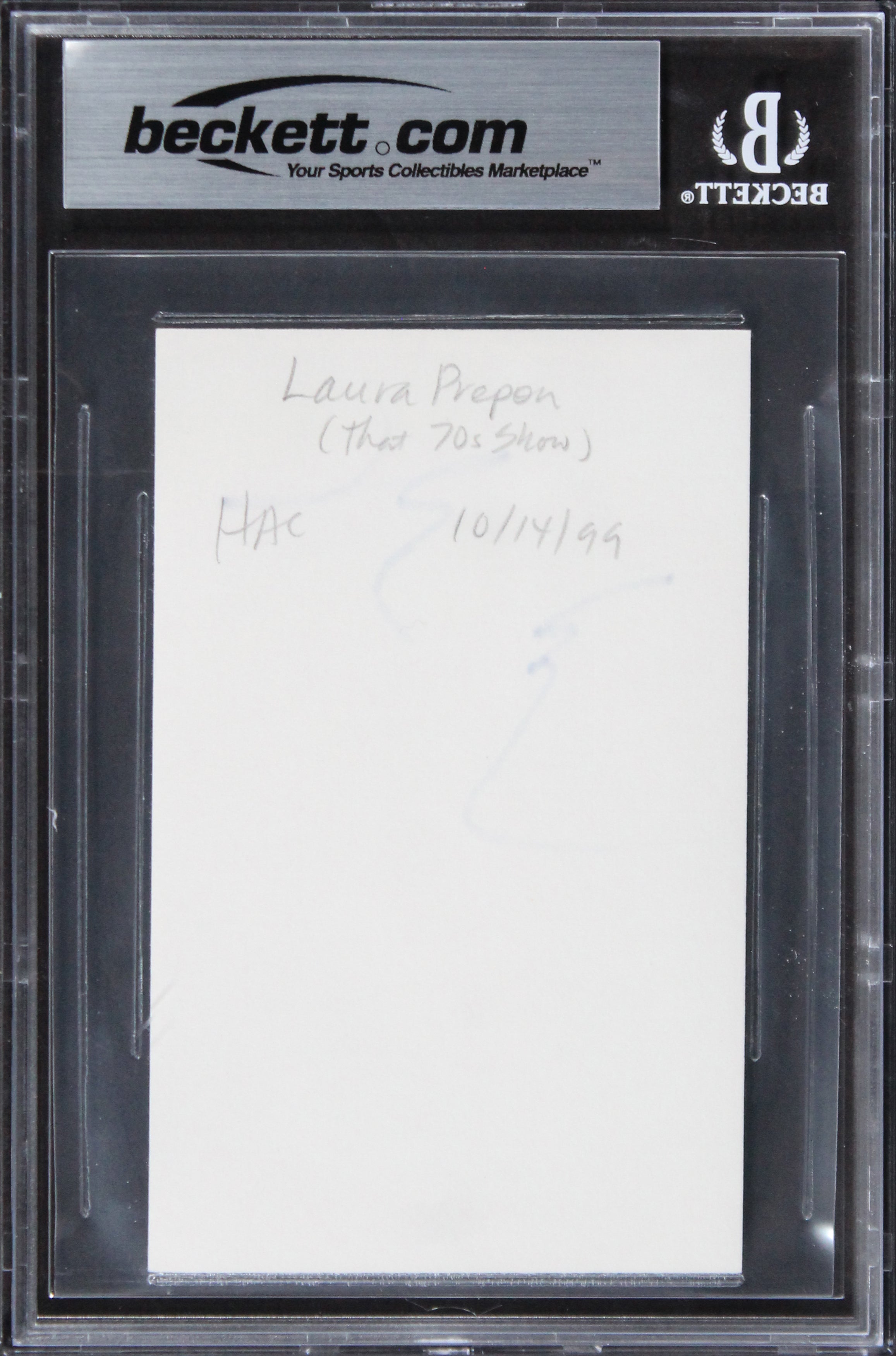 Larua Pepron Orange is the New Black Signed 3x5 Index Card BAS Slabbed