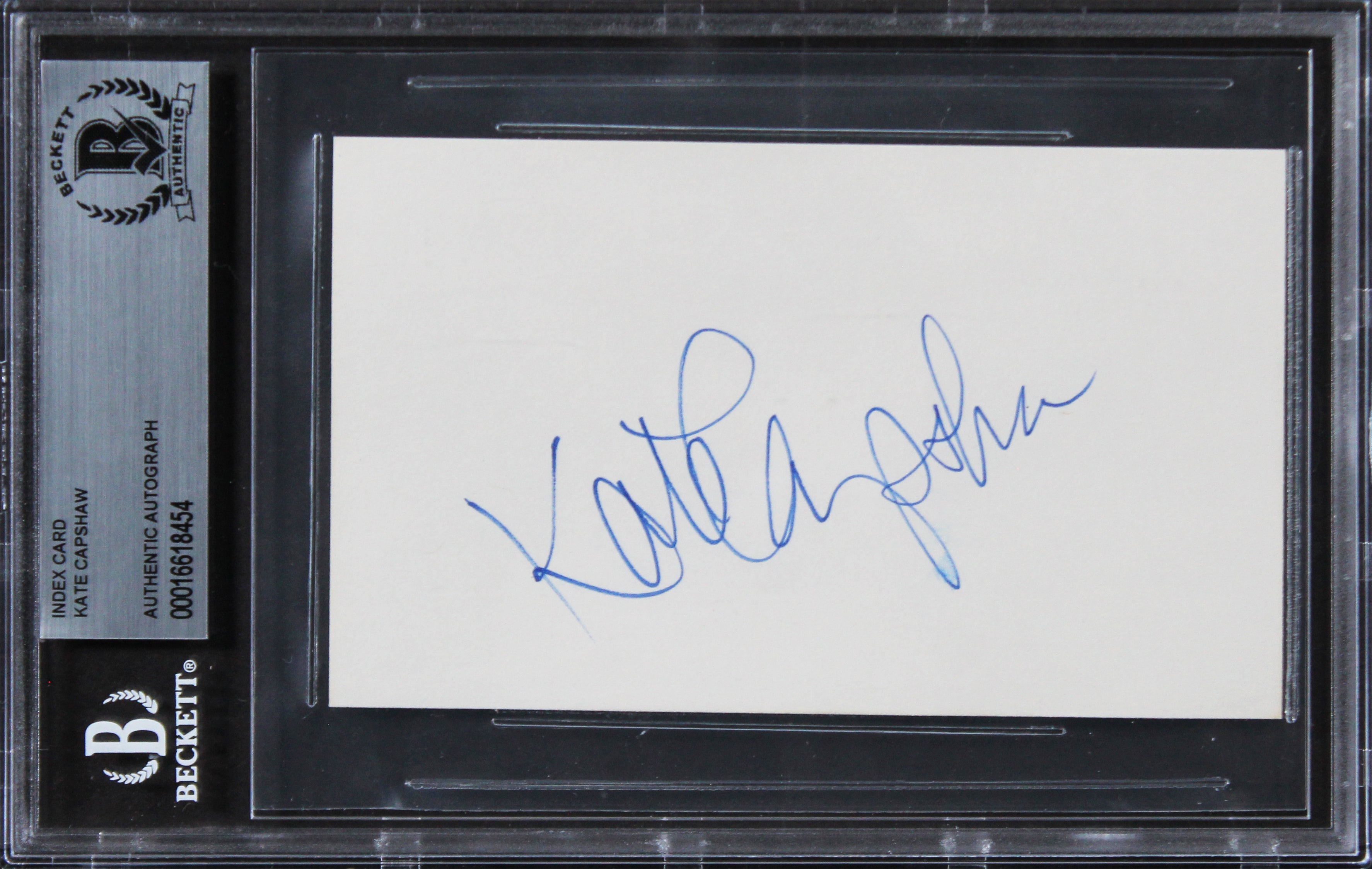 Kate Capshaw Indiana Jones Authentic Signed 3x5 Index Card BAS Slabbed 1