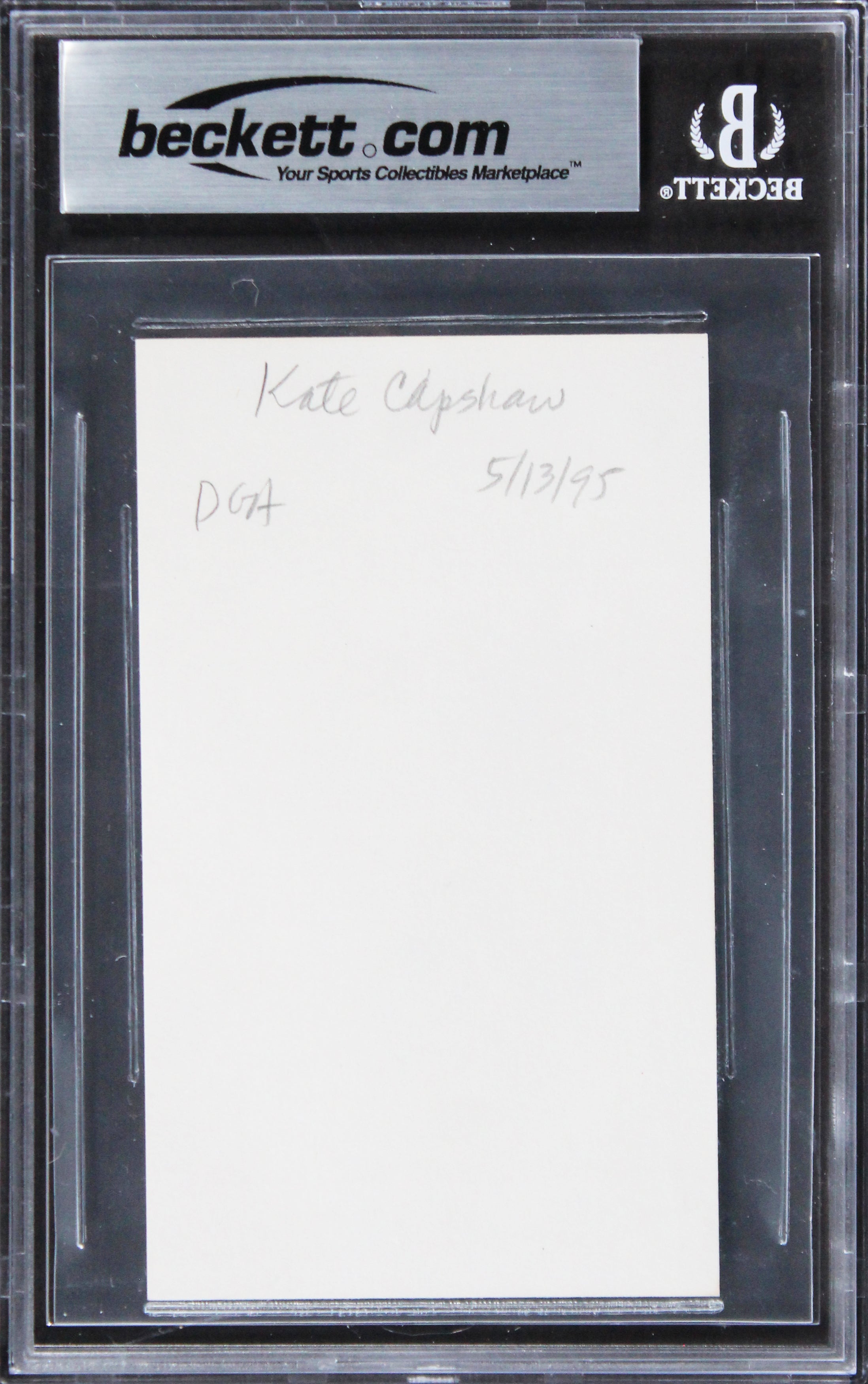 Kate Capshaw Indiana Jones Authentic Signed 3x5 Index Card BAS Slabbed 1
