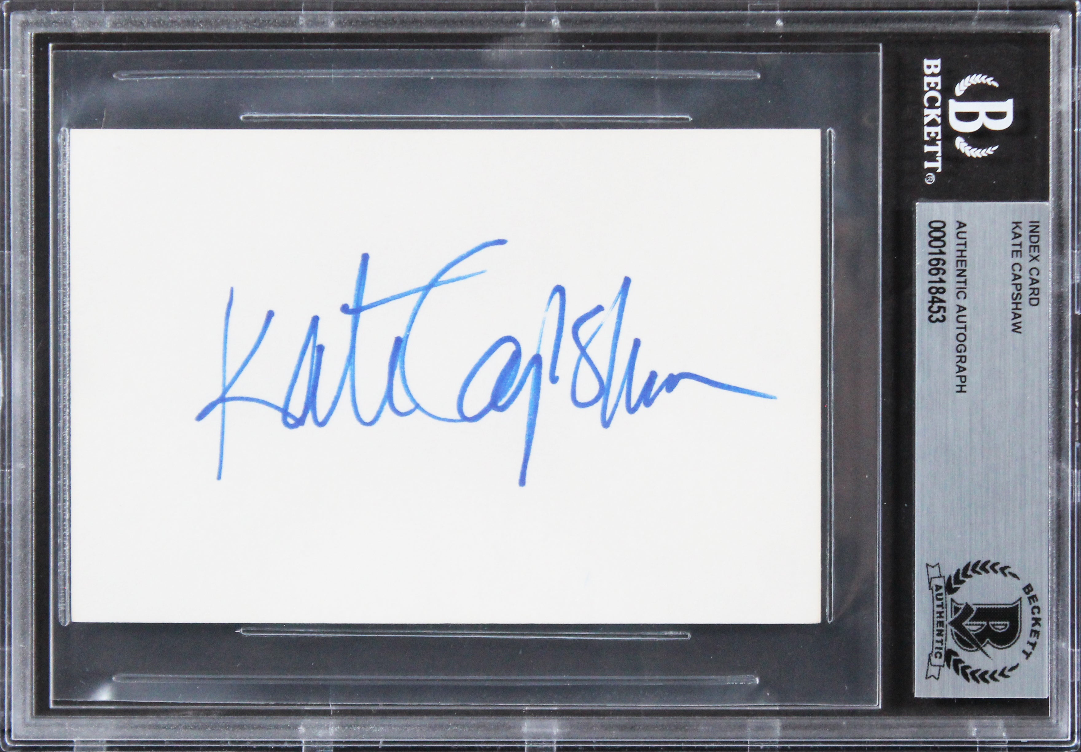 Kate Capshaw Indiana Jones Authentic Signed 3x5 Index Card BAS Slabbed 4