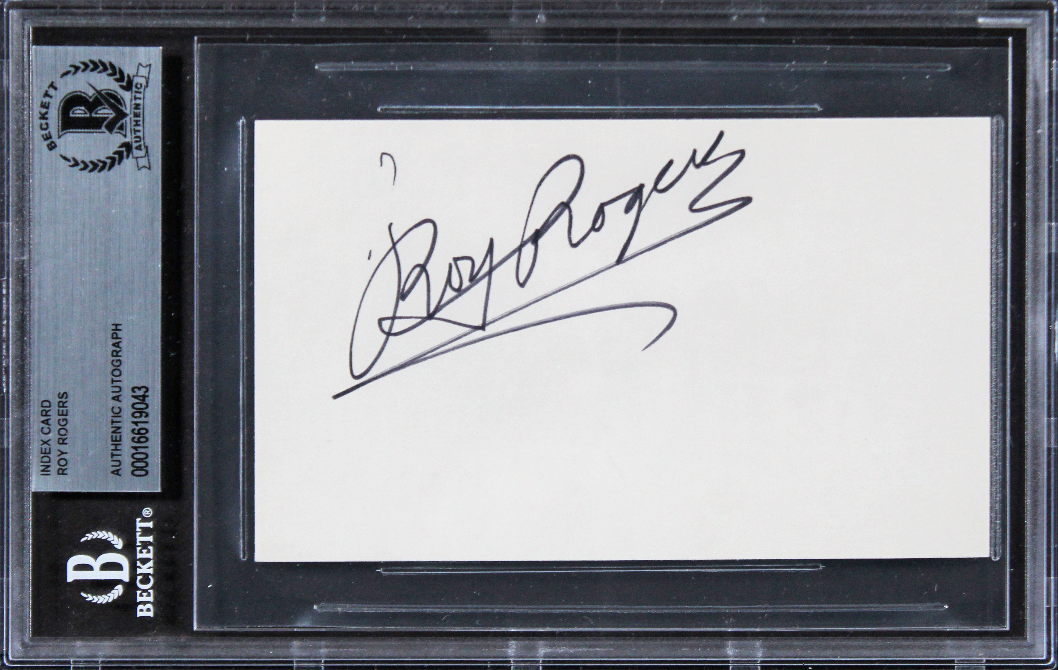 Roy Rogers The Roy Rogers Show Authentic Signed 3x5 Index Card BAS Slabbed 1