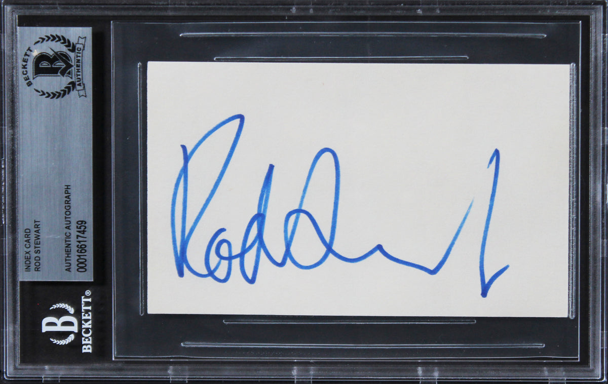 Rod Stewart Singer Authentic Signed 3x5 Index Card Autographed BAS Slabbed 2