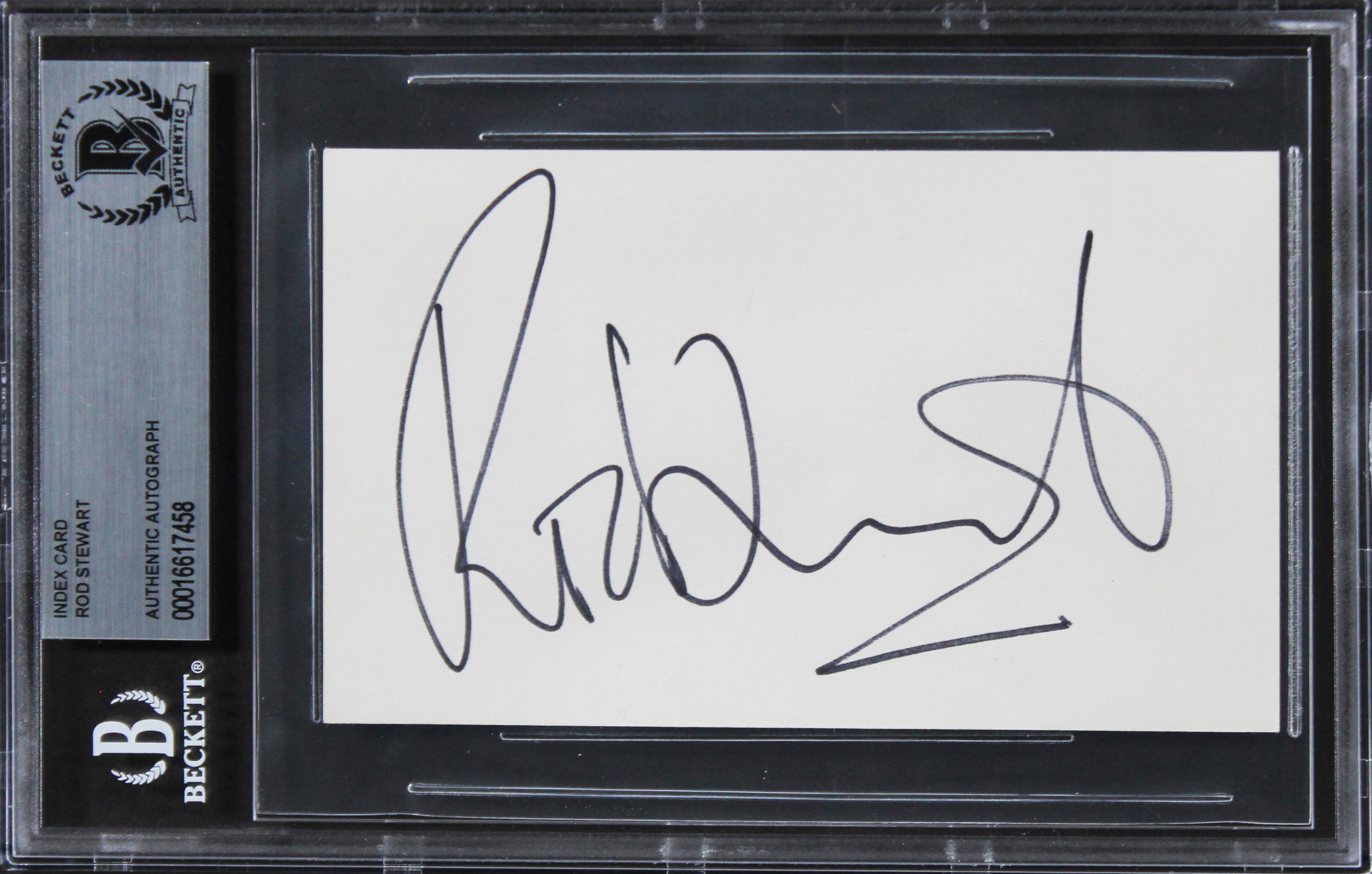 Rod Stewart Singer Authentic Signed 3x5 Index Card Autographed BAS Slabbed 3