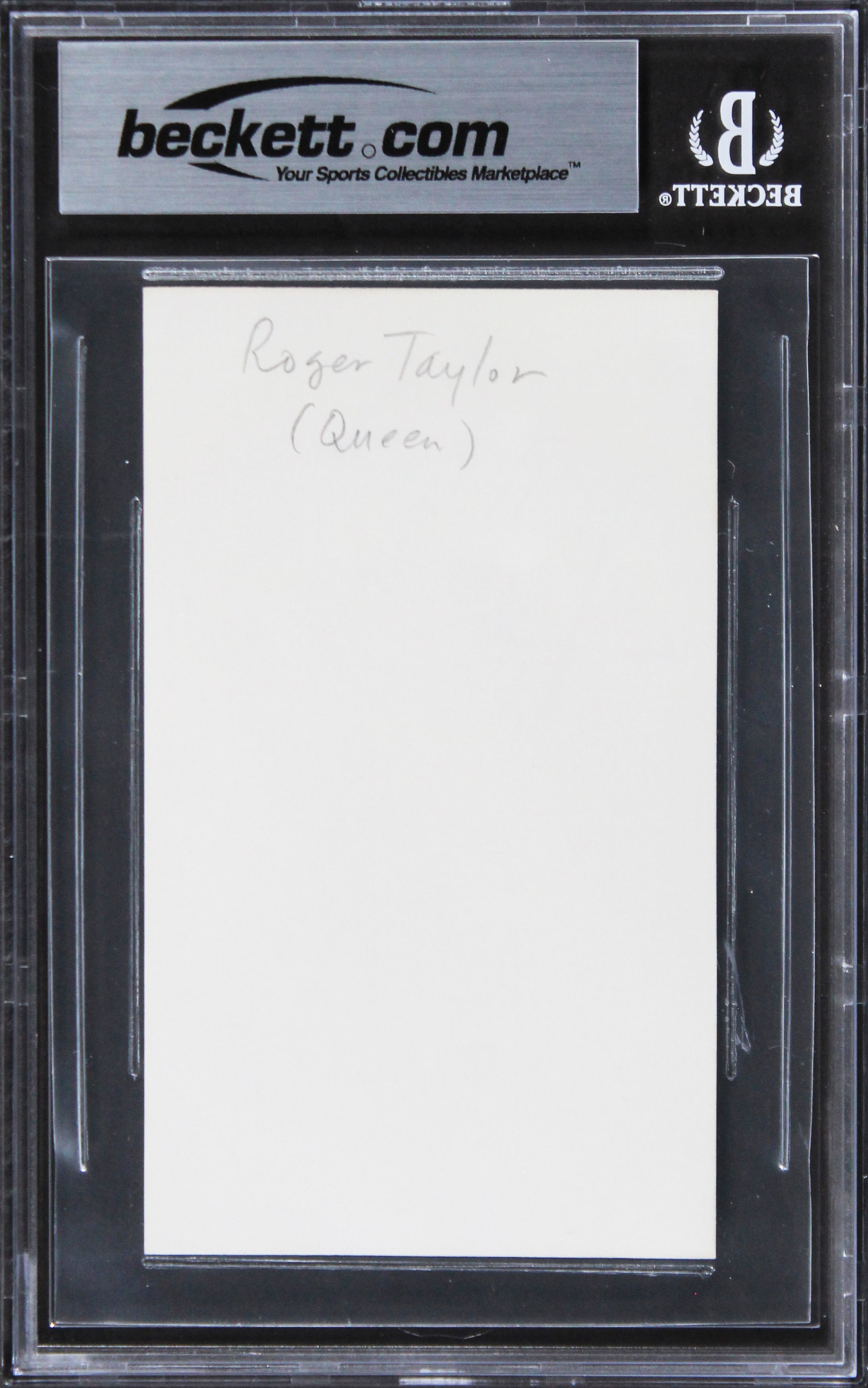 Roger Taylor Queen Authentic Signed 3x5 Index Card Autographed BAS Slabbed 2