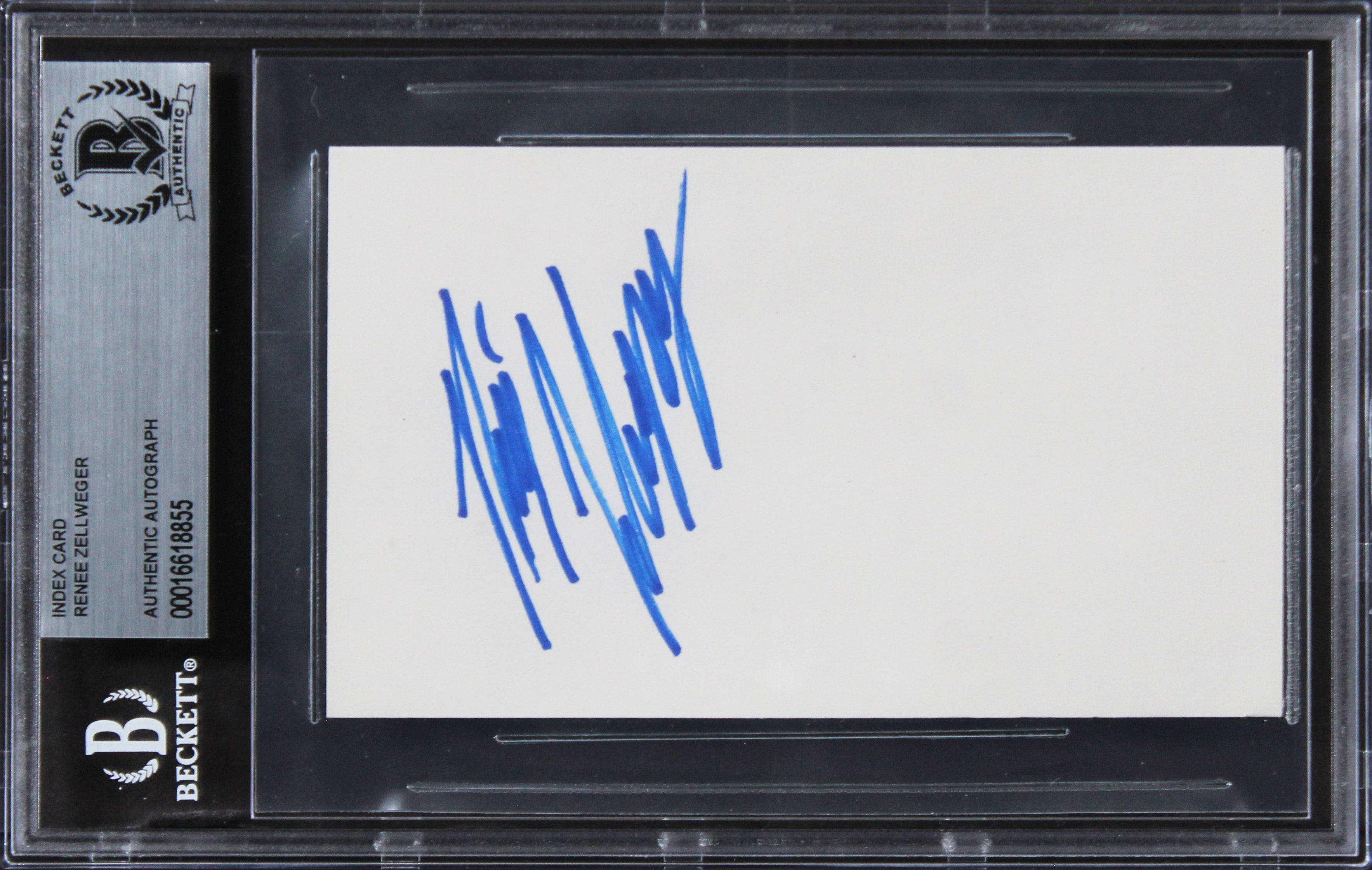 Renee Zellweger Jerry Maguire Authentic Signed 3x5 Index Card BAS Slabbed 1