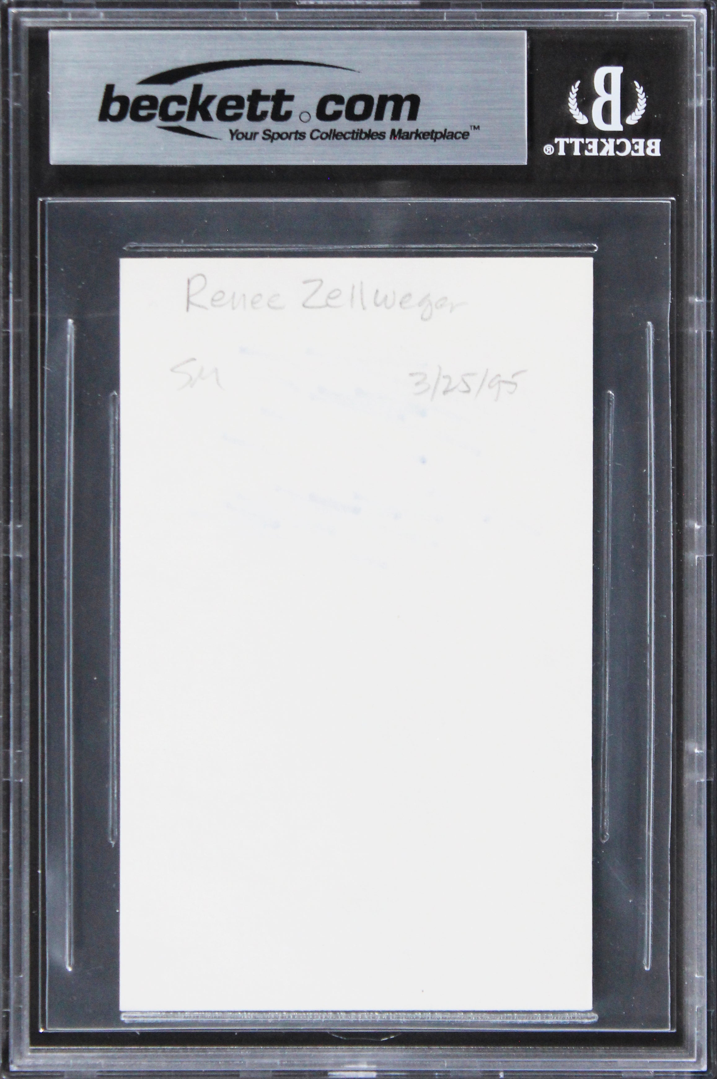 Renee Zellweger Jerry Maguire Authentic Signed 3x5 Index Card BAS Slabbed 1