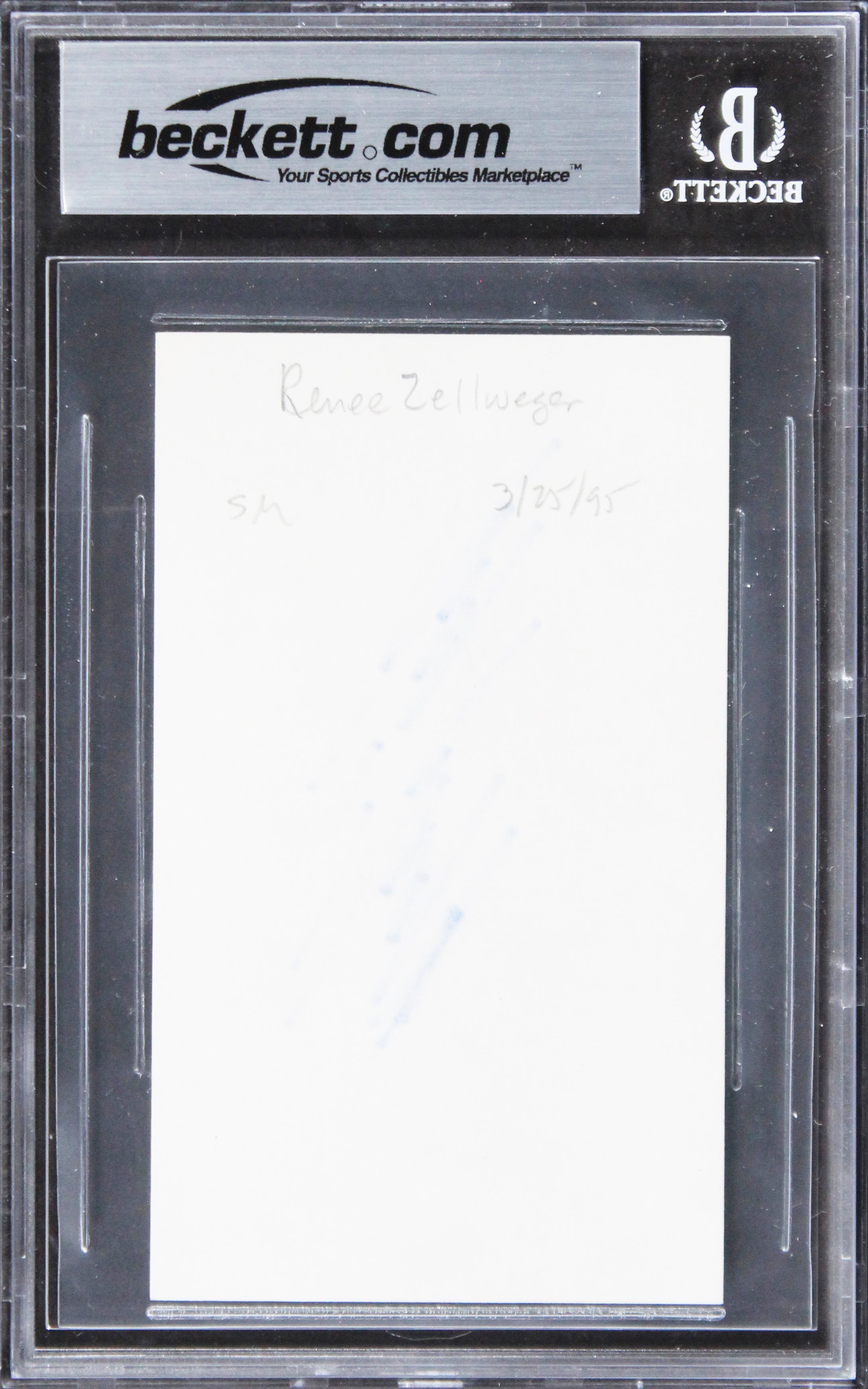 Renee Zellweger Jerry Maguire Authentic Signed 3x5 Index Card BAS Slabbed 2