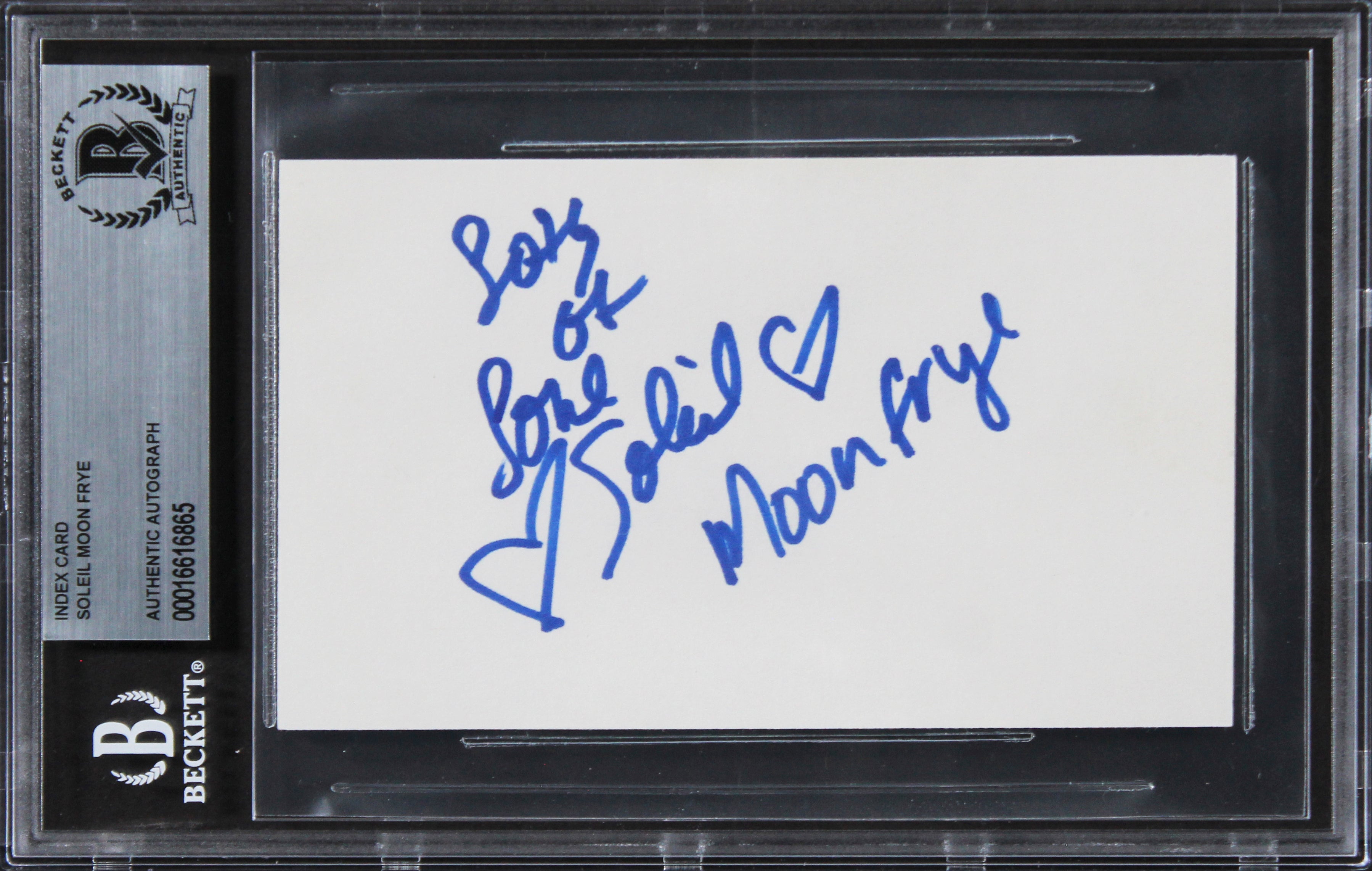 Soleil Moon Frye Punky Brewster "Lots of Love" Signed 3x5 Index Card BAS Slabbed