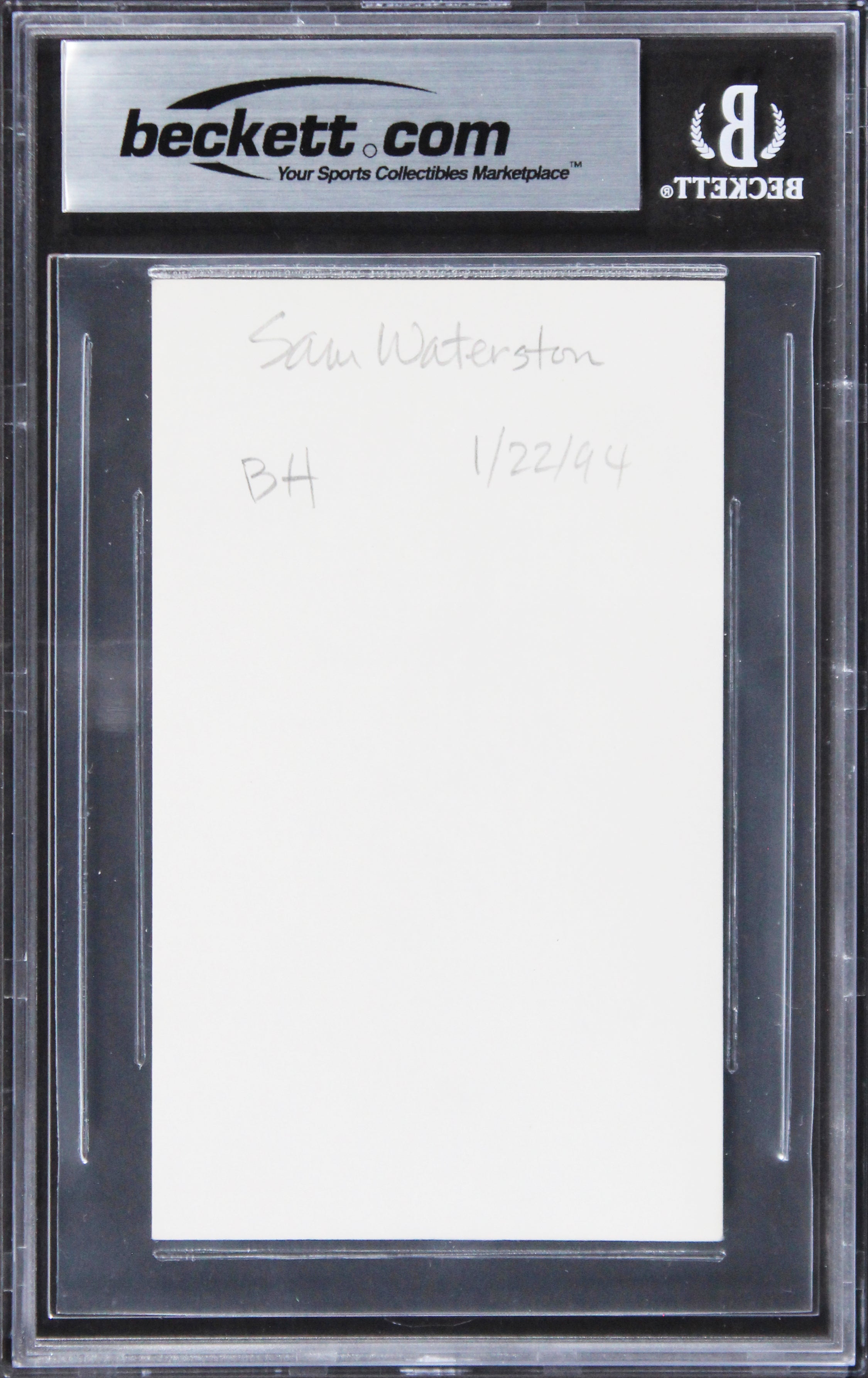 Sam Waterston Law & Order Authentic Signed 3x5 Index Card BAS Slabbed
