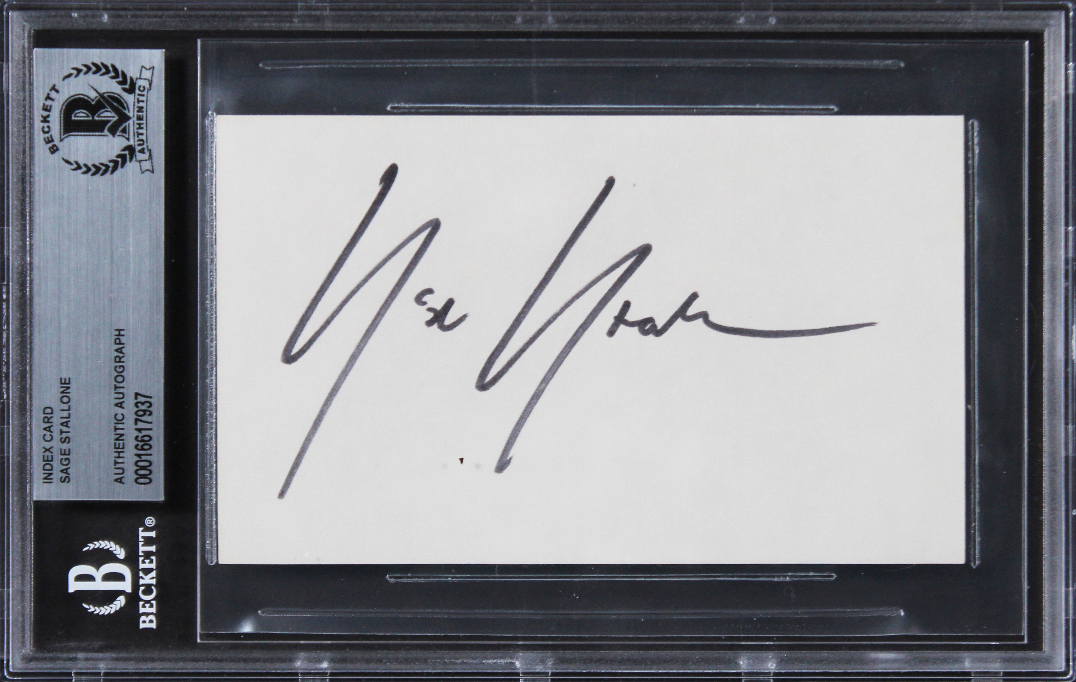 Sage Stallone Rocky V Authentic Signed 3x5 Index Card Autographed BAS Slabbed