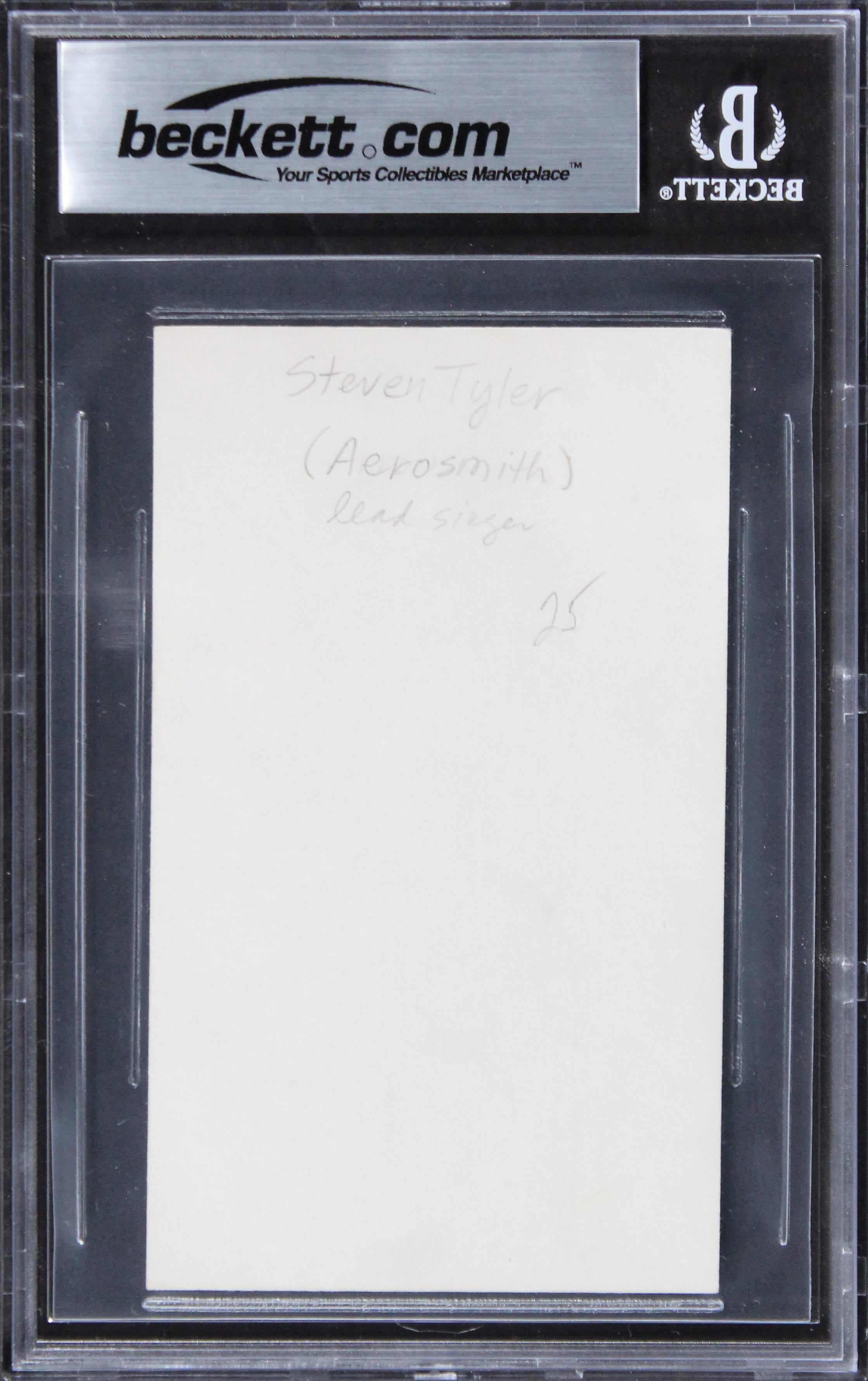 Steven Tyler Aerosmith Authentic Signed 3x5 Index Card Autographed BAS Slabbed