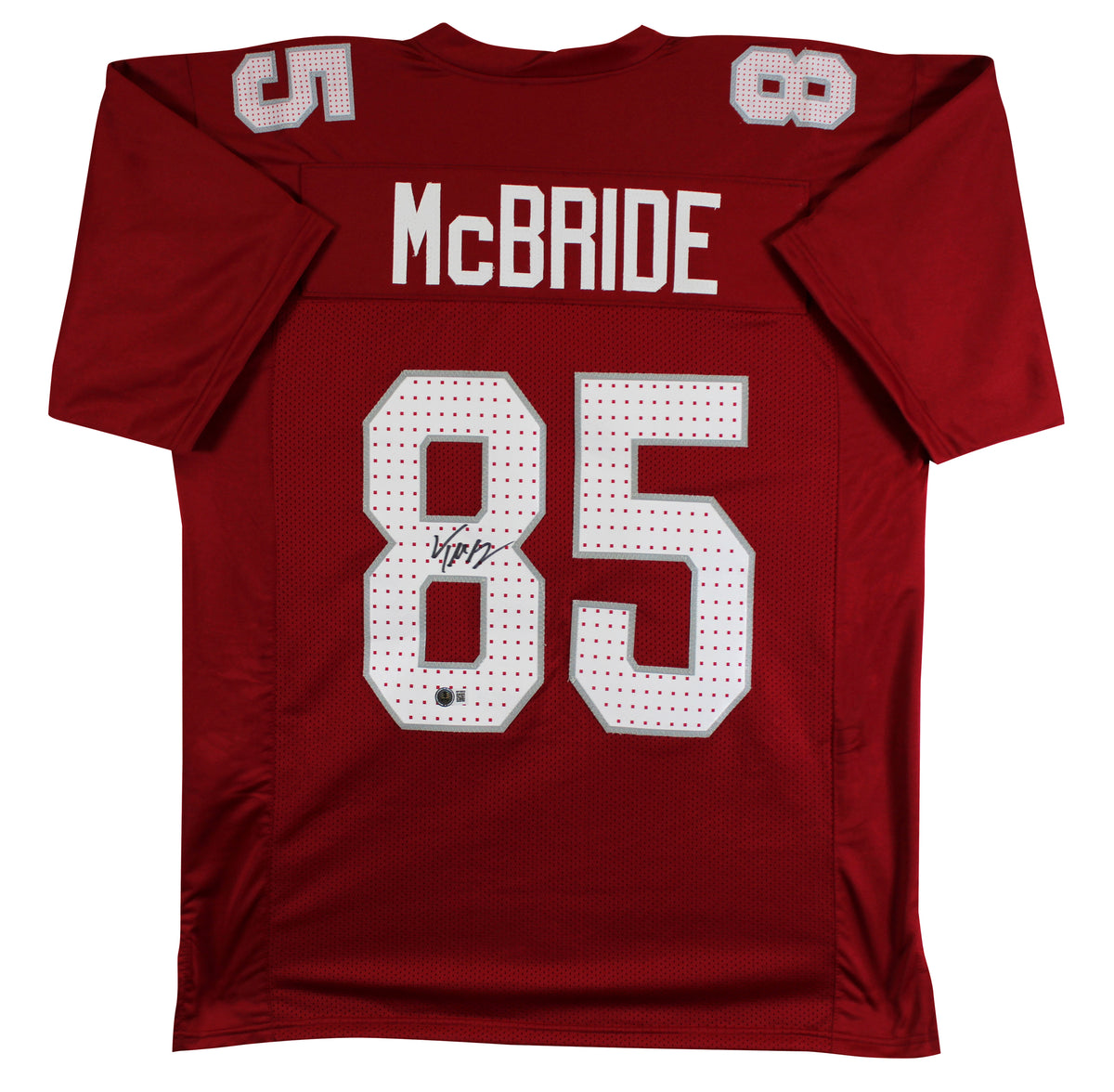 Trey McBride Authentic Signed Red Pro Style Jersey Autographed BAS Witnessed