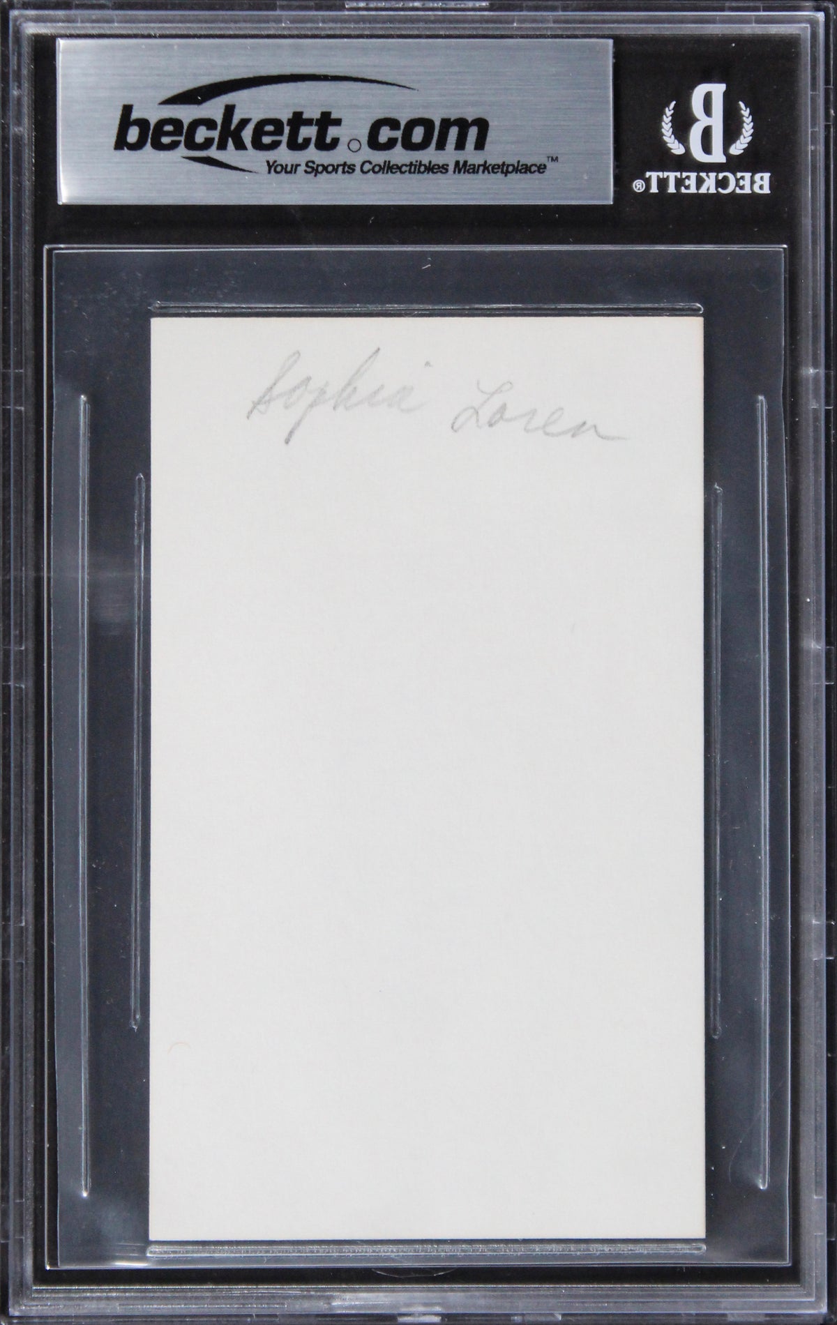 Sophia Loren Two Women Authentic Signed 3x5 Index Card Autographed BAS Slabbed