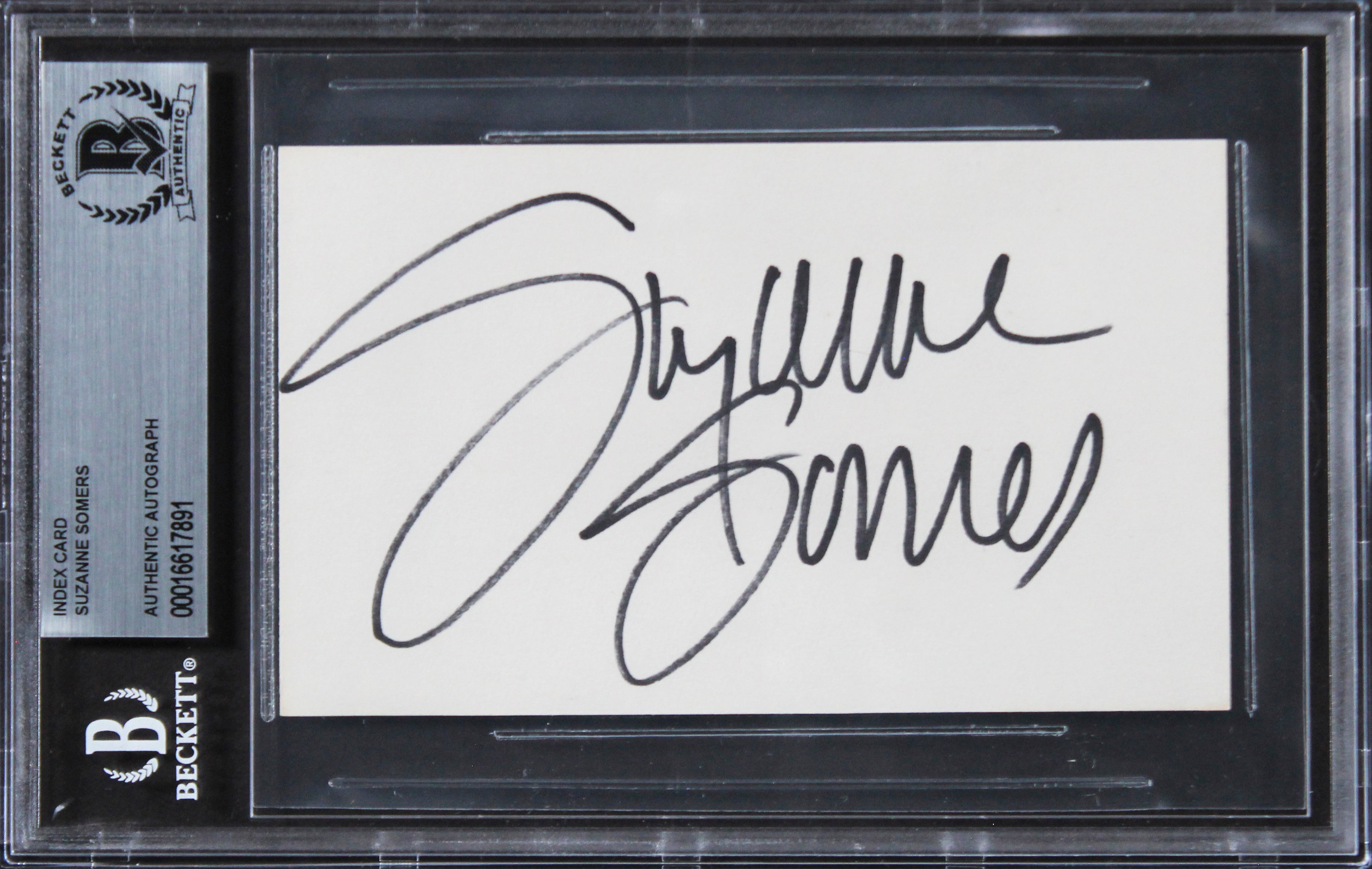 Suzanne Somers Three's Company Authentic Signed 3x5 Index Card BAS Slabbed 2