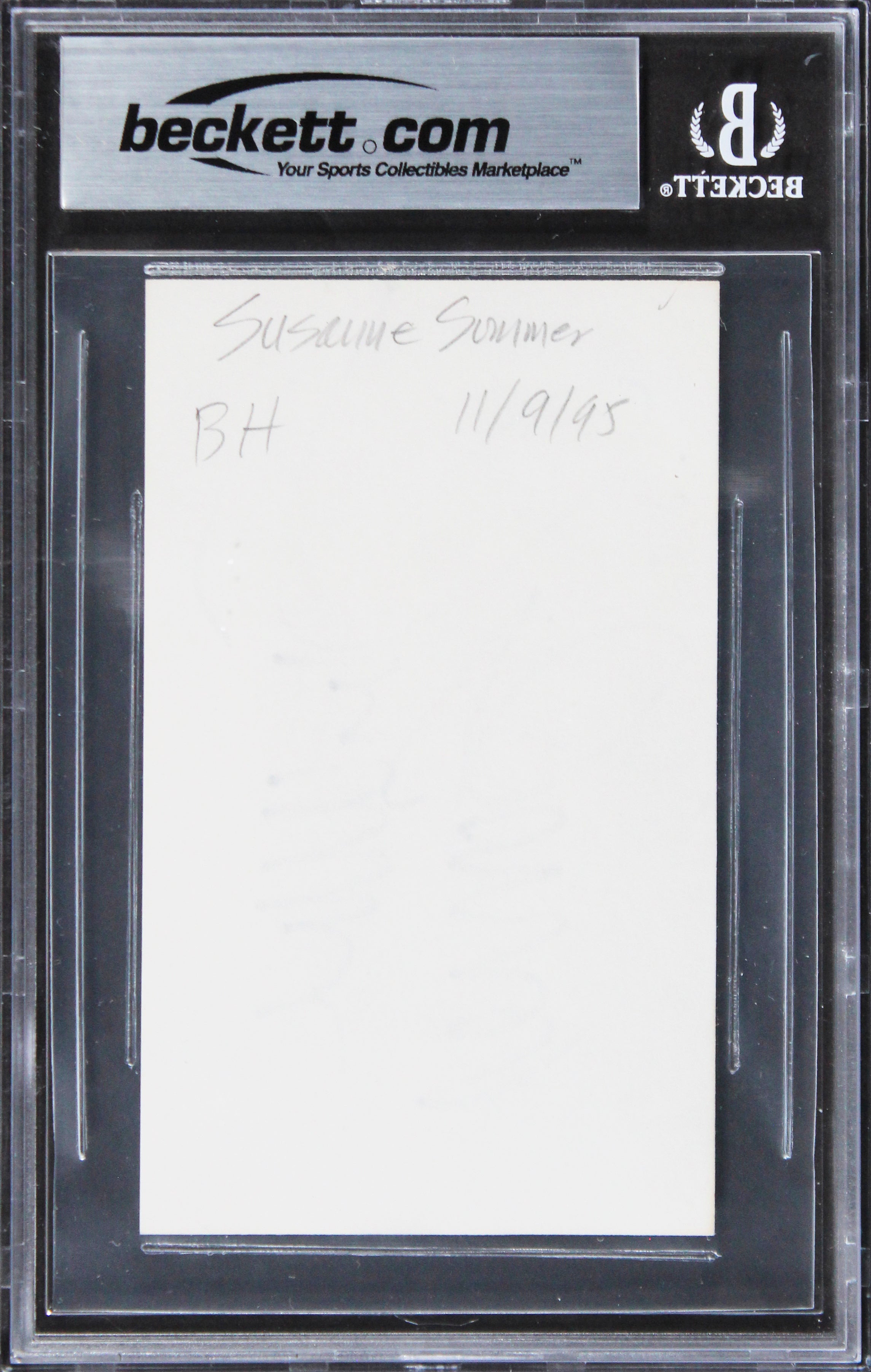 Suzanne Somers Three's Company Authentic Signed 3x5 Index Card BAS Slabbed 2