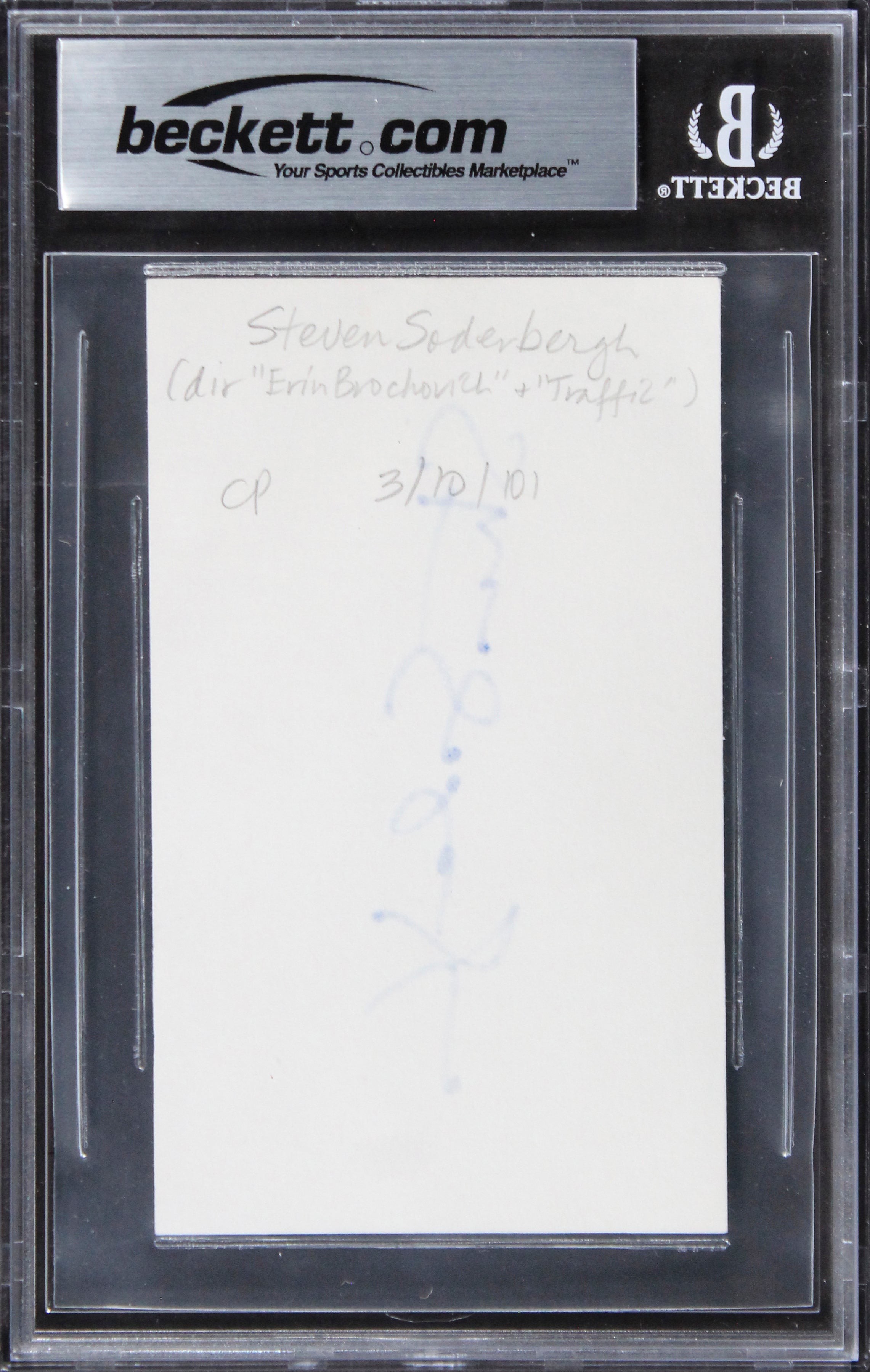 Steven Soderbergh Traffic Authentic Signed 3x5 Index Card BAS Slabbed