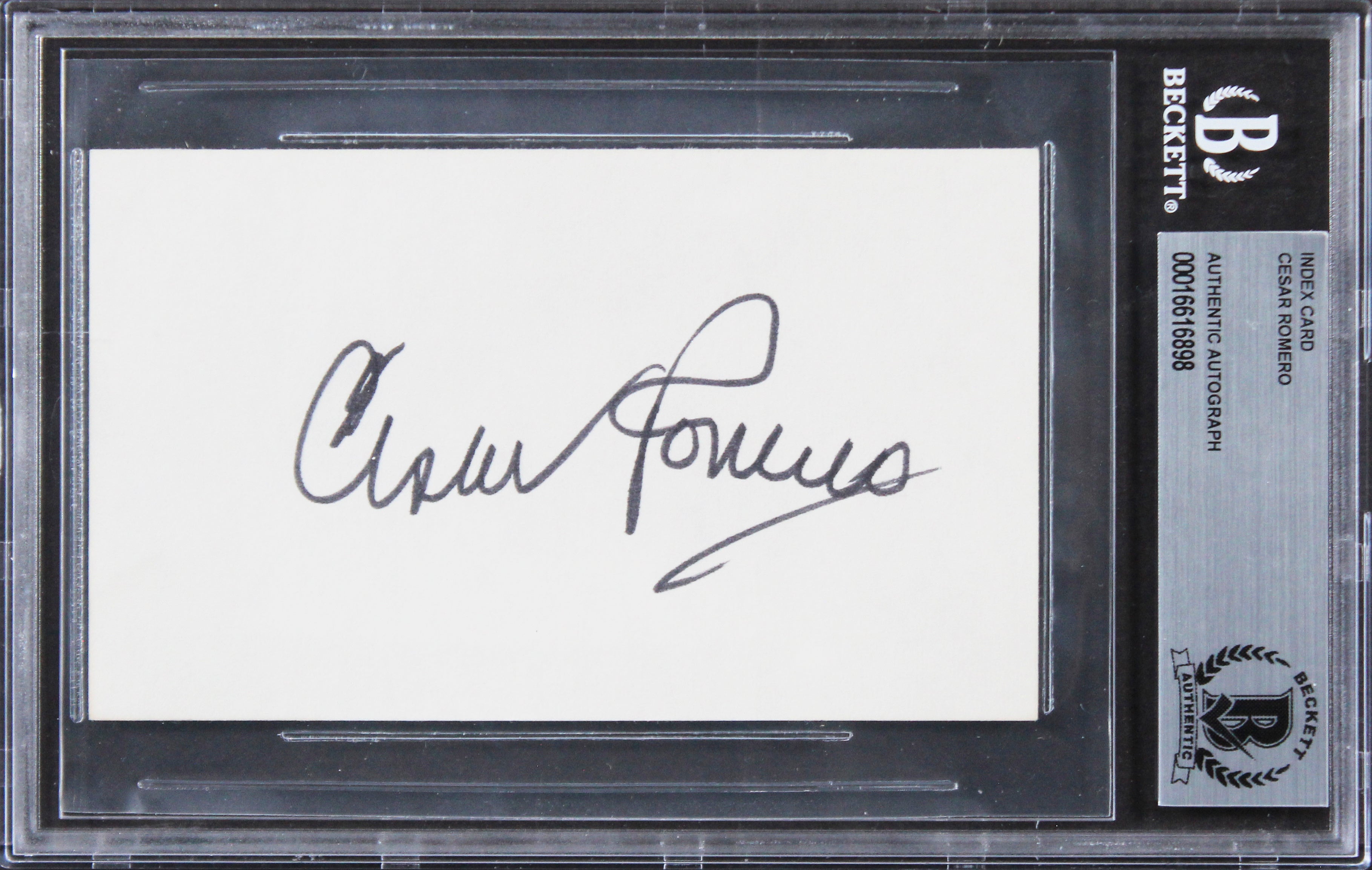 Cesar Romero Batman Authentic Signed 3x5 Index Card Autographed BAS Slabbed 1