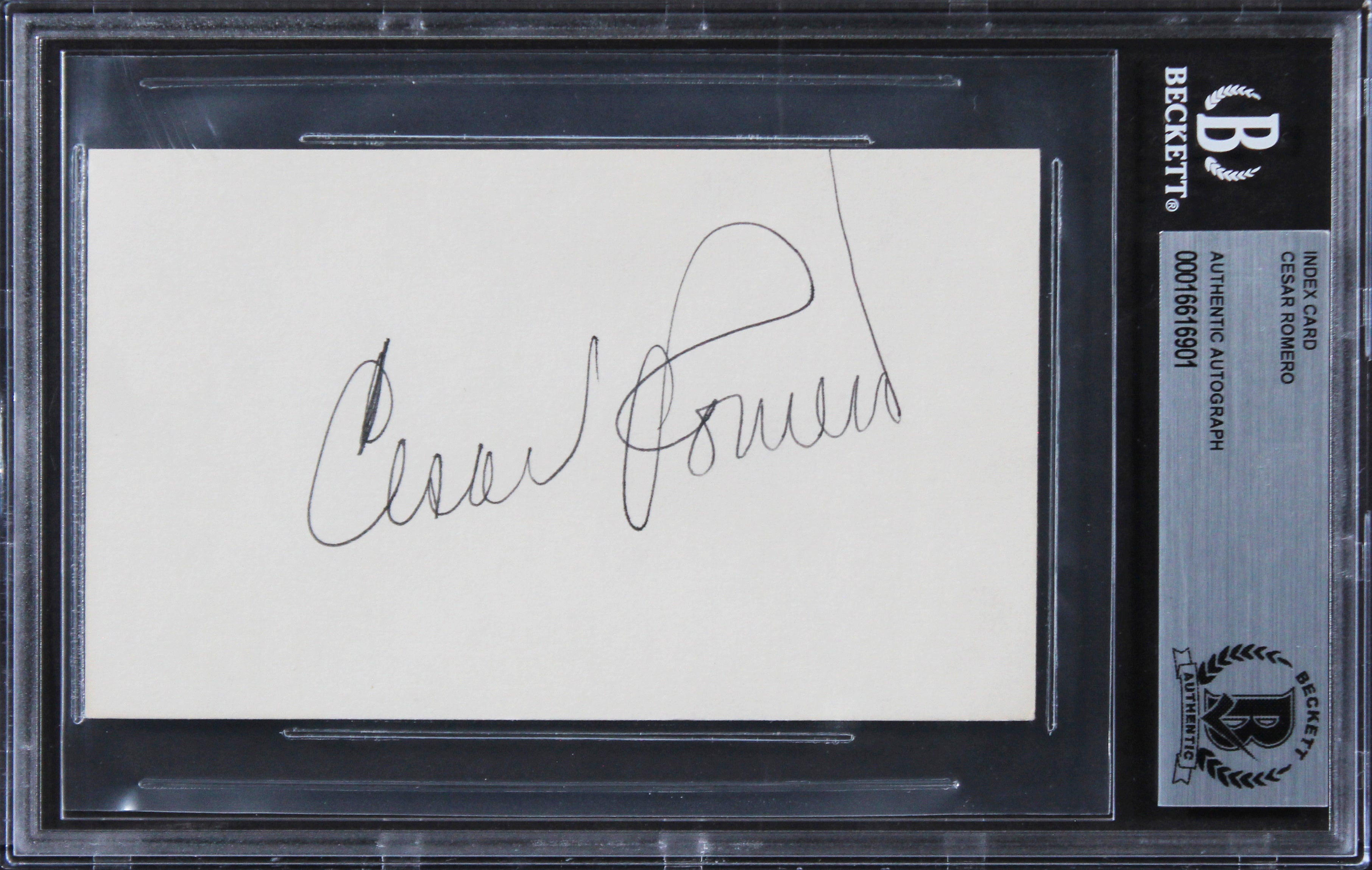 Cesar Romero Batman Authentic Signed 3x5 Index Card Autographed BAS Slabbed 2