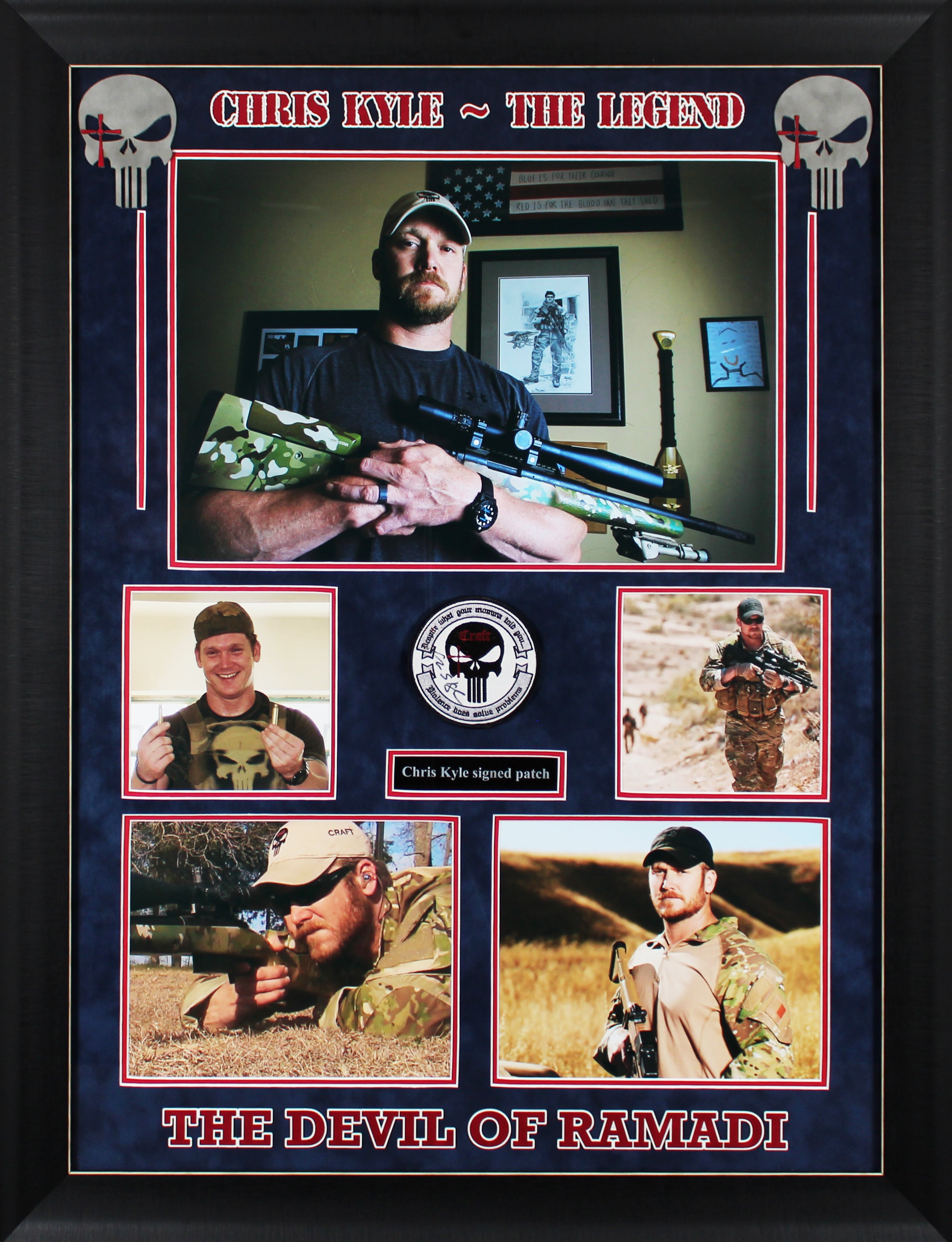 Chris Kyle Signed Framed 4" Navy Seal American Sniper "Punisher" Patch JSA