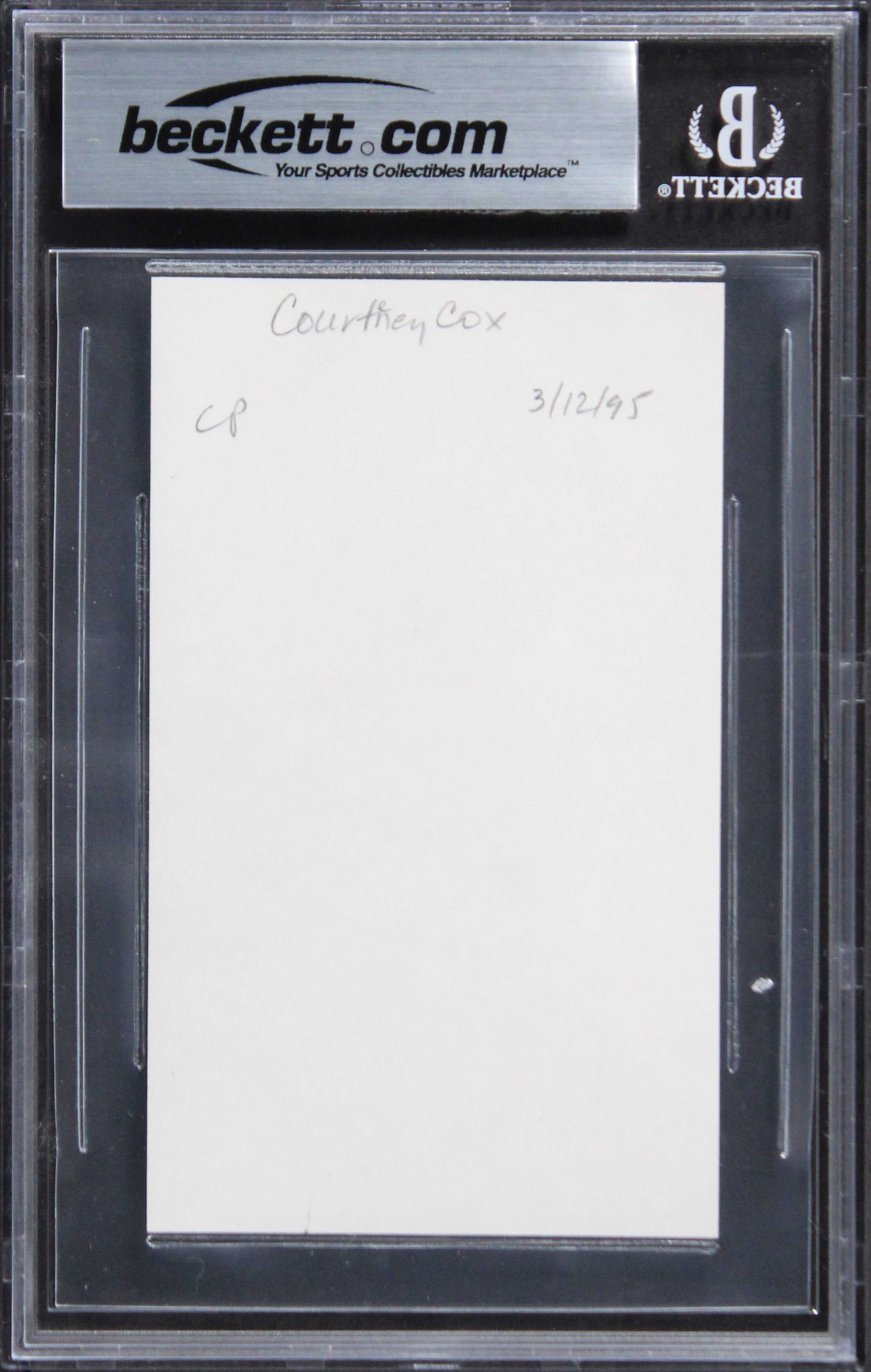 Courteney Cox Friends Authentic Signed 3x5 Index Card Autographed BAS Slabbed