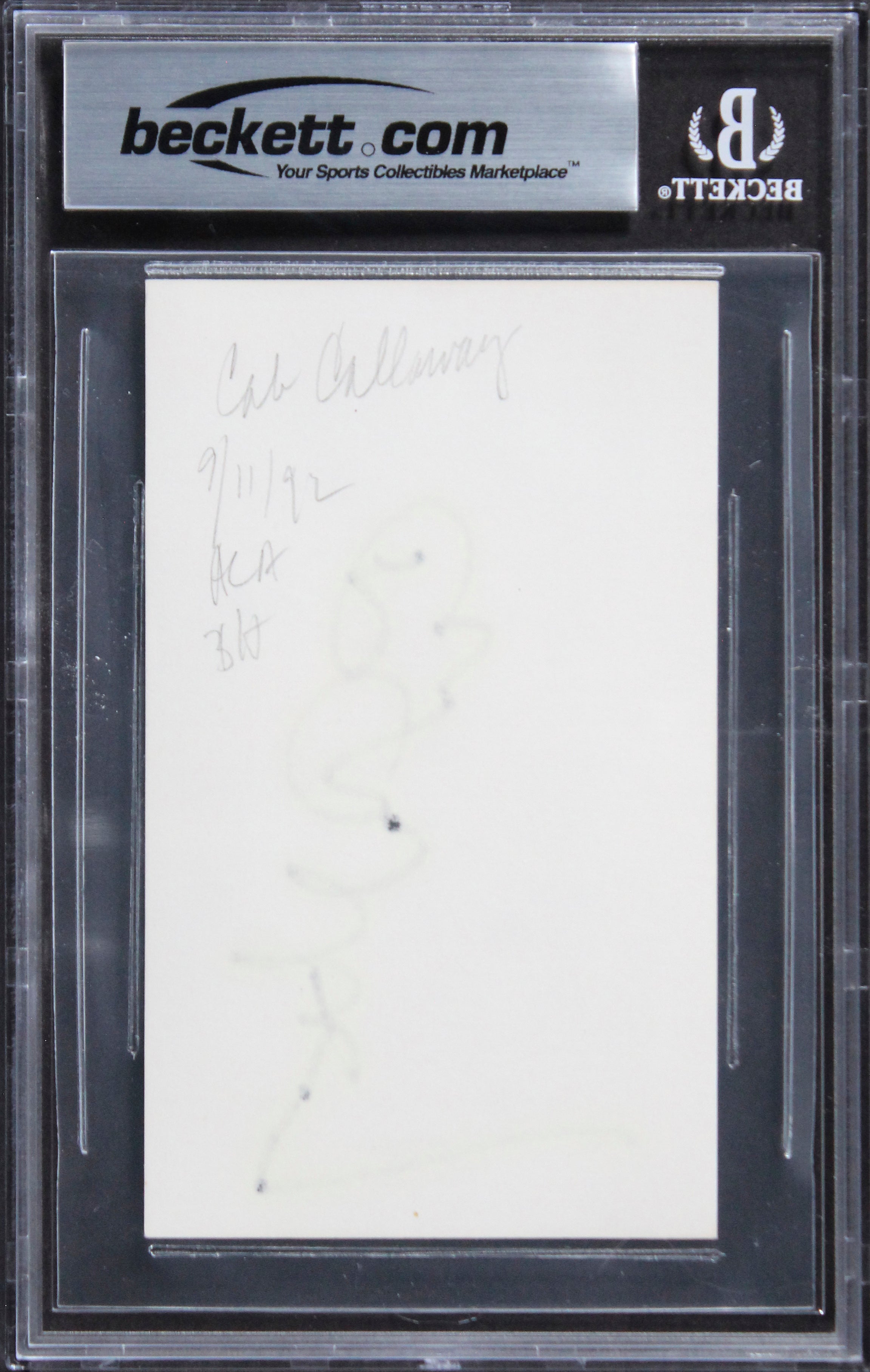 Cab Calloway Musician Authentic Signed 3x5 Index Card Autographed BAS Slabbed 3