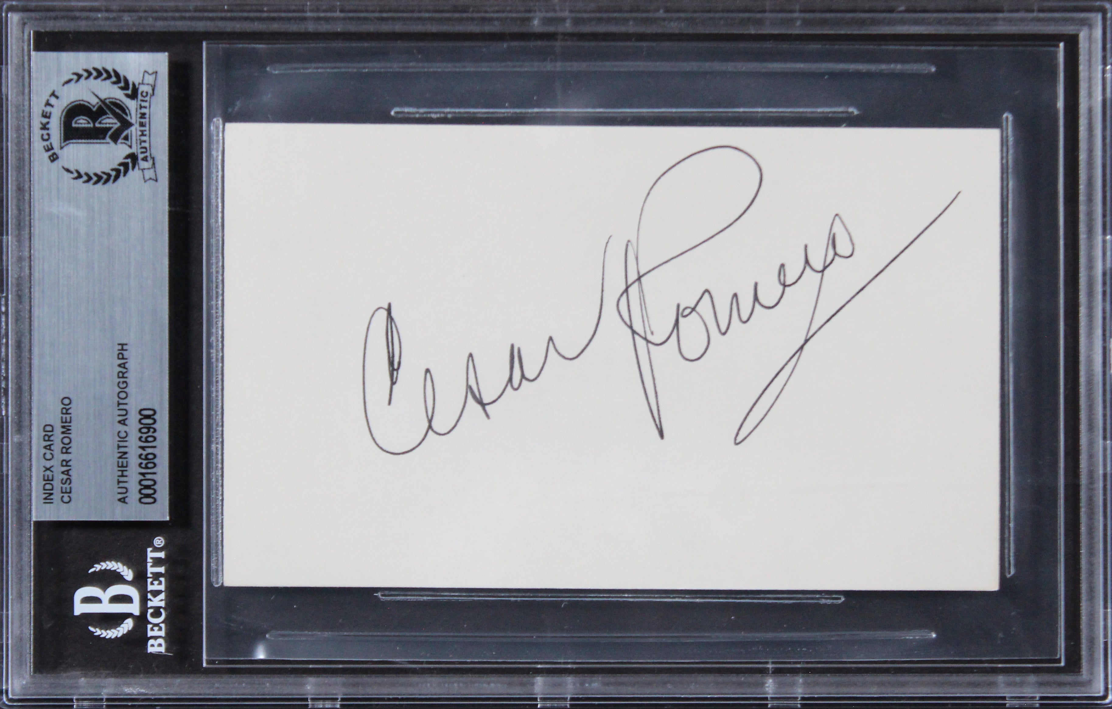 Cesar Romero Batman Authentic Signed 3x5 Index Card Autographed BAS Slabbed 4