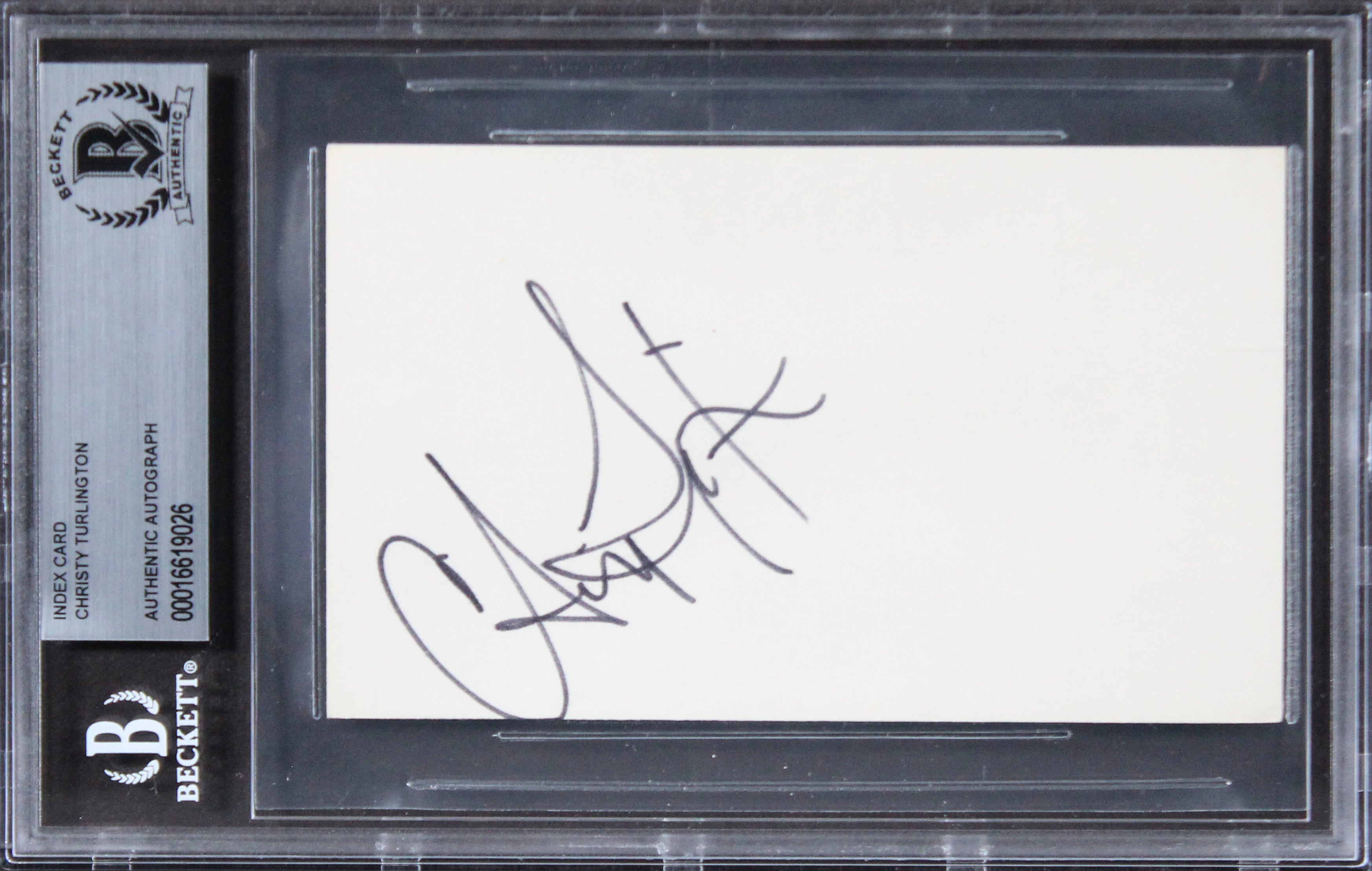 Christy Turlington Model Authentic Signed 3x5 Index Card BAS Slabbed 2