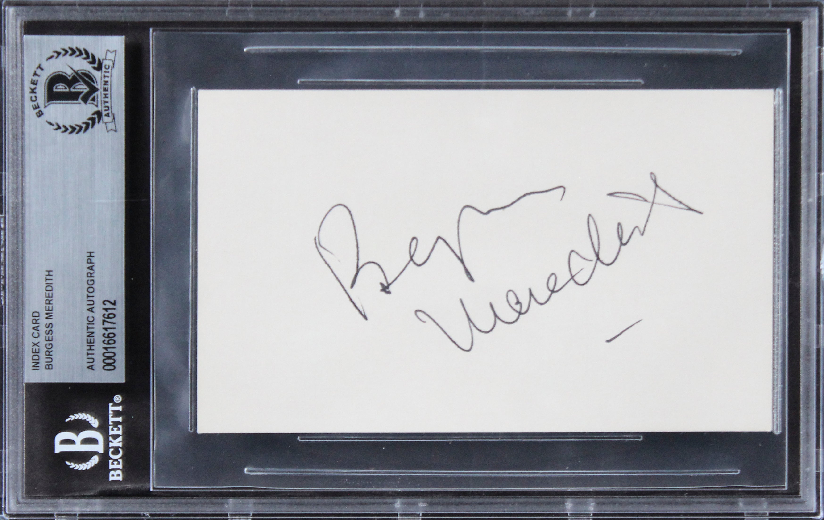 Burgess Meredith The Twilight Zone Authentic Signed 3x5 Index Card BAS Slabbed