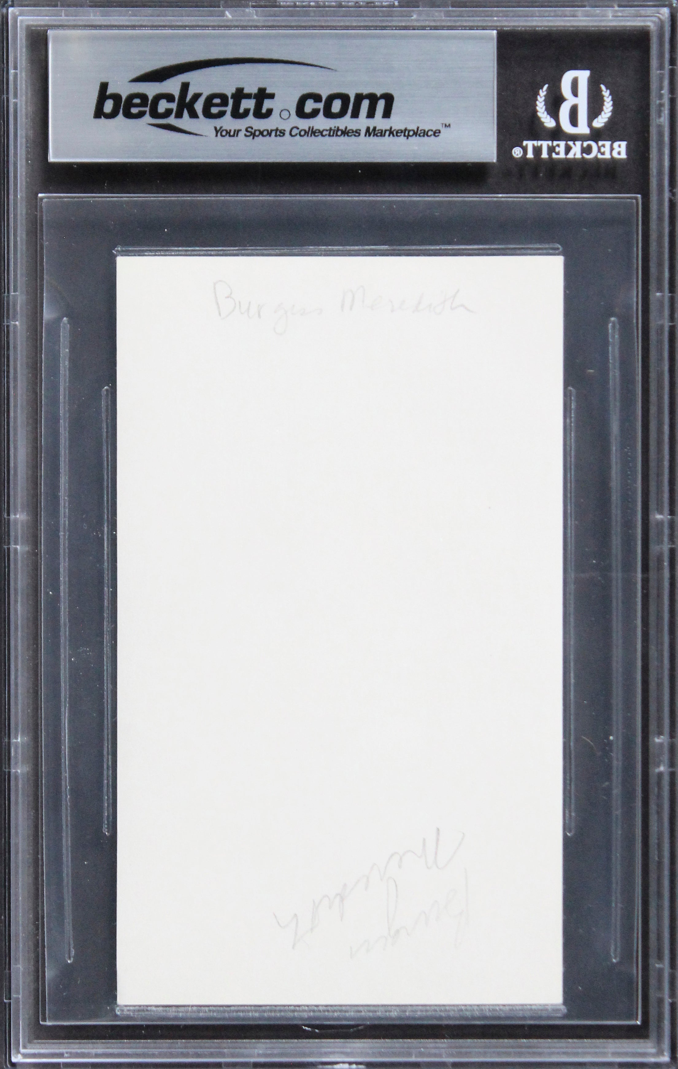 Burgess Meredith The Twilight Zone Authentic Signed 3x5 Index Card BAS Slabbed