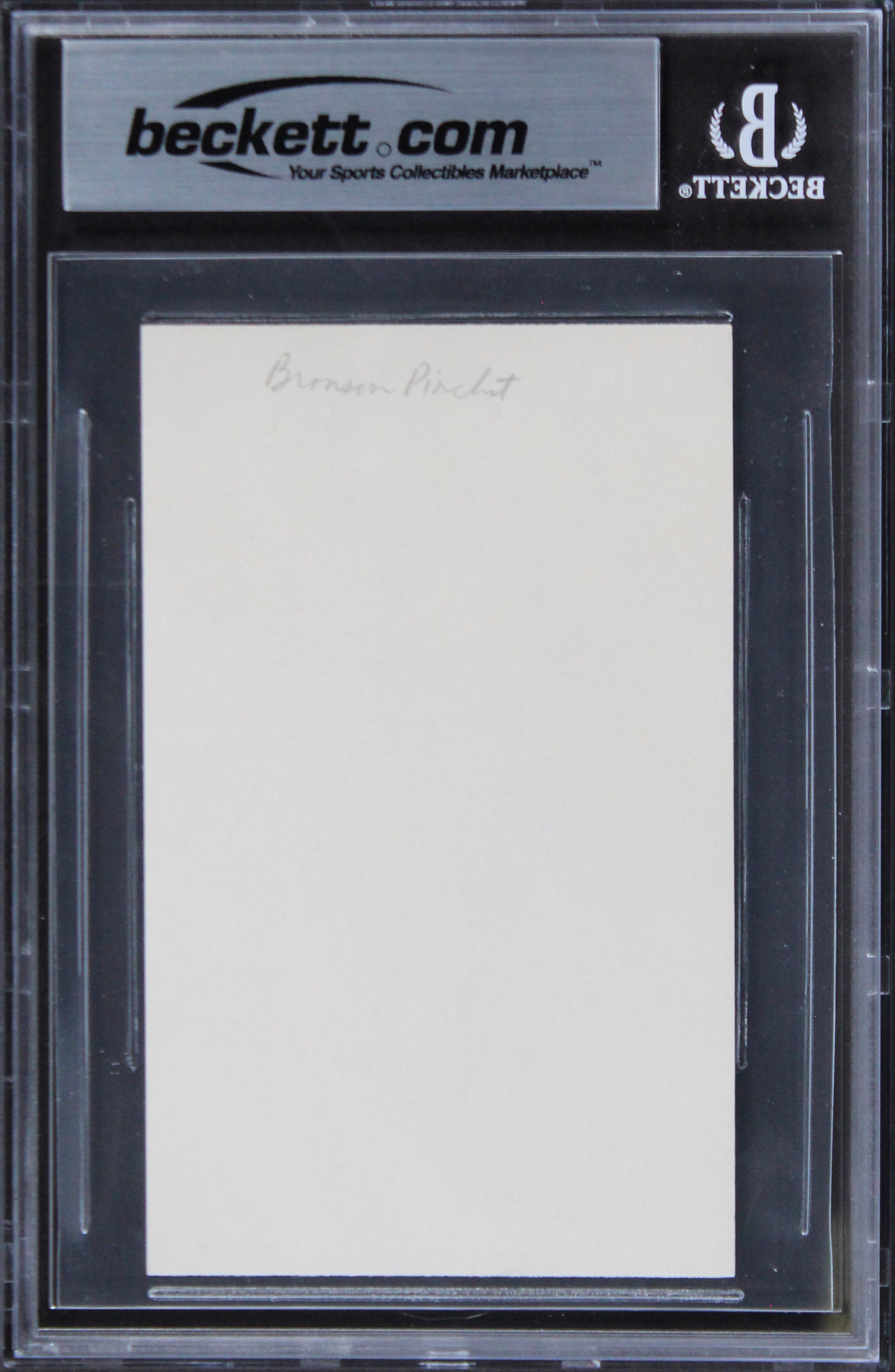 Bronson Pinchot Perfect Strangers Authentic Signed 3x5 Index Card BAS Slabbed