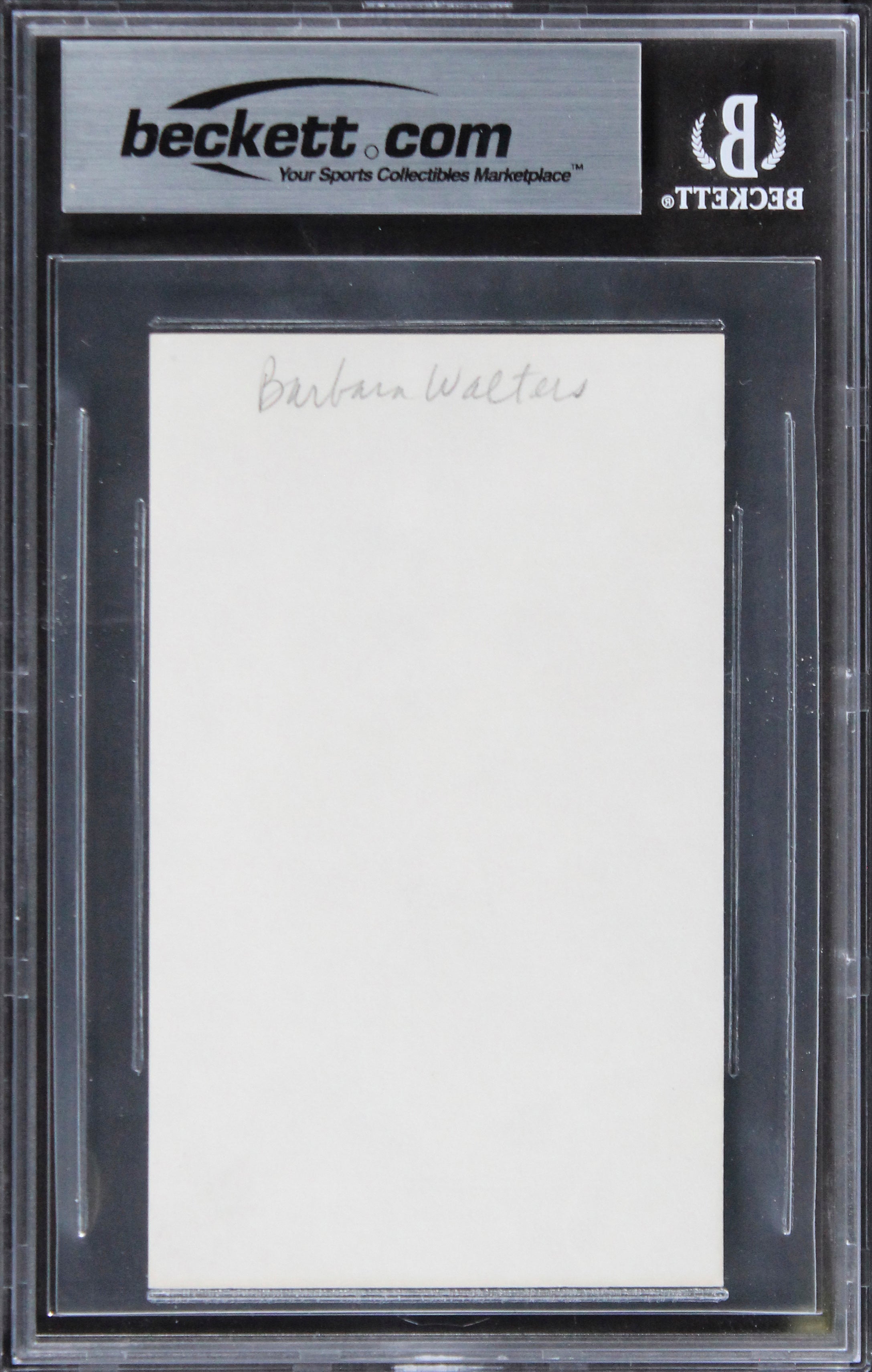 Barbara Walters The View Authentic Signed 3x5 Index Card BAS Slabbed 2