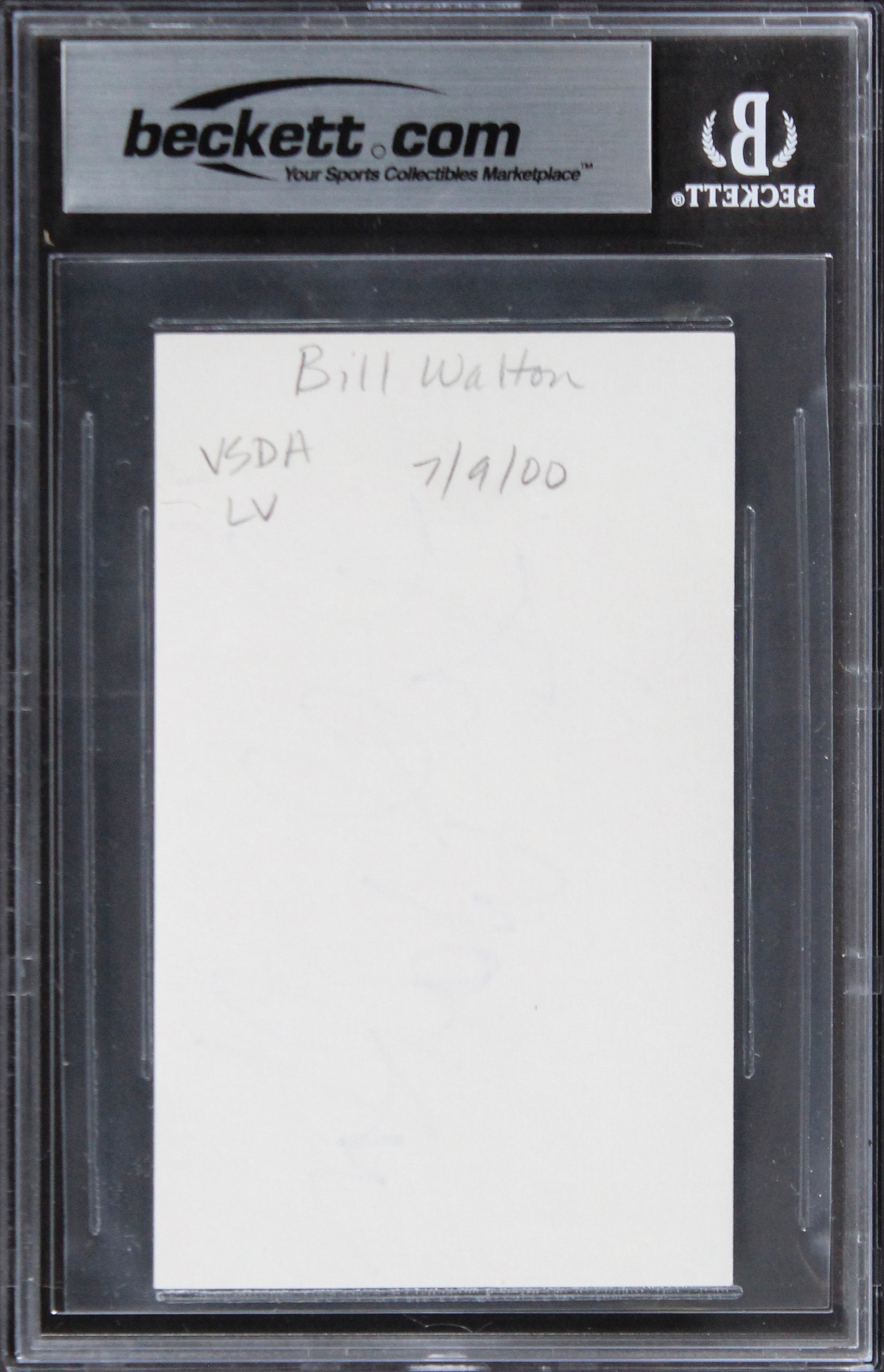 Blazers Bill Walton Authentic Signed 3x5 Index Card Autographed BAS Slabbed