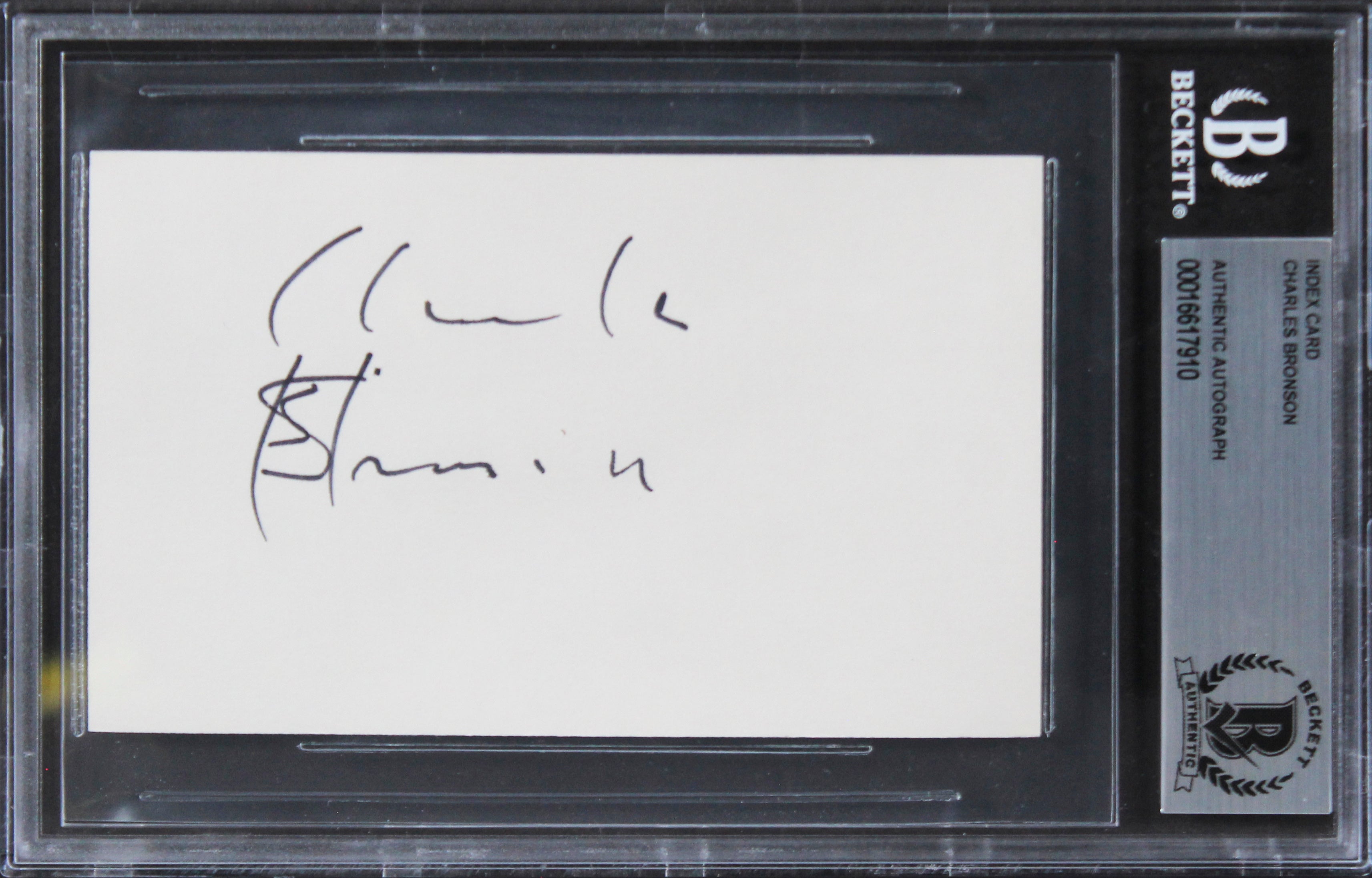 Charles Bronson The Great Escape Authentic Signed 3x5 Index Card BAS Slabbed 2