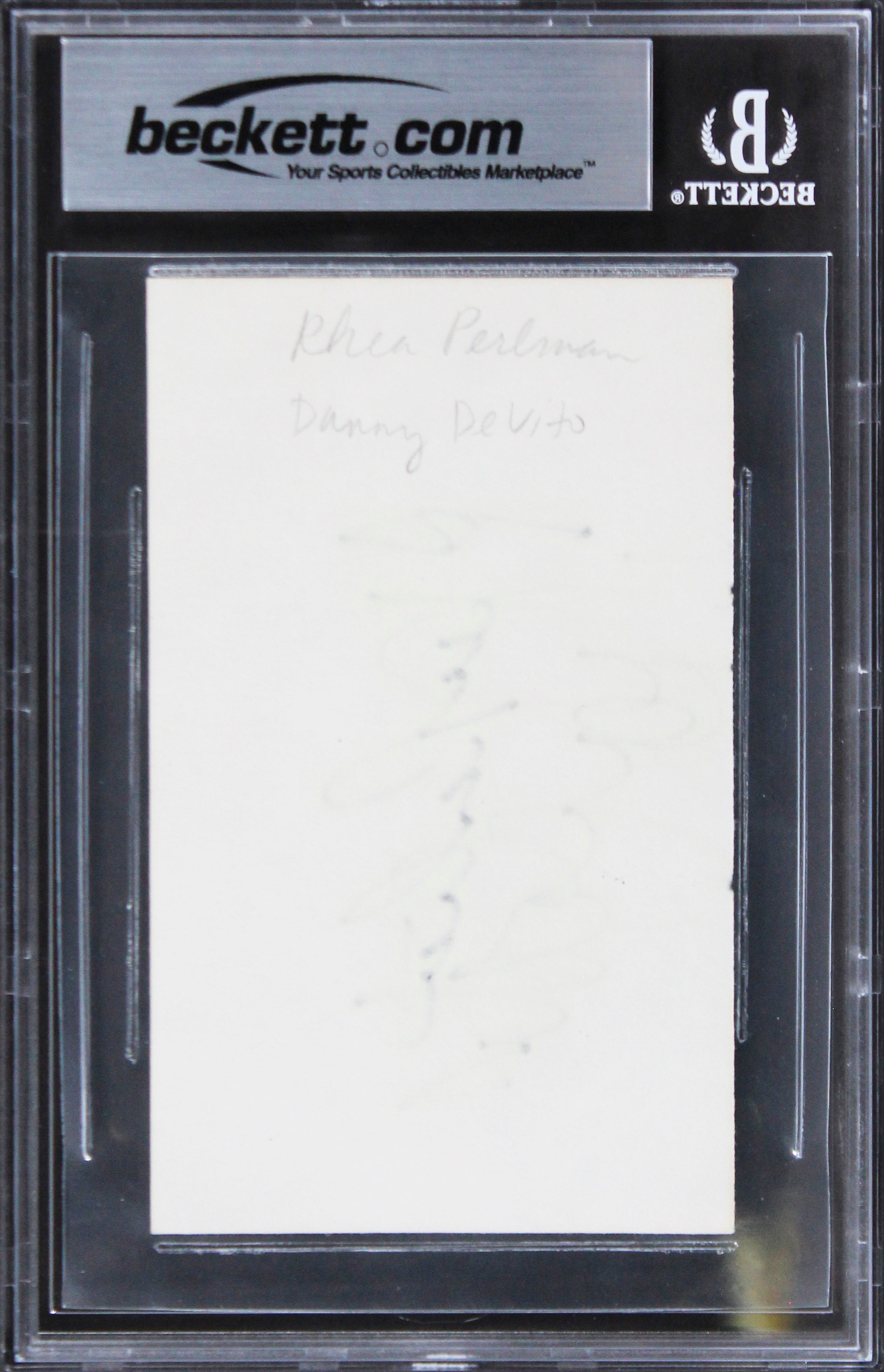 Danny Devito & Rhea Perlman Authentic Signed 3x5 Index Card BAS Slabbed