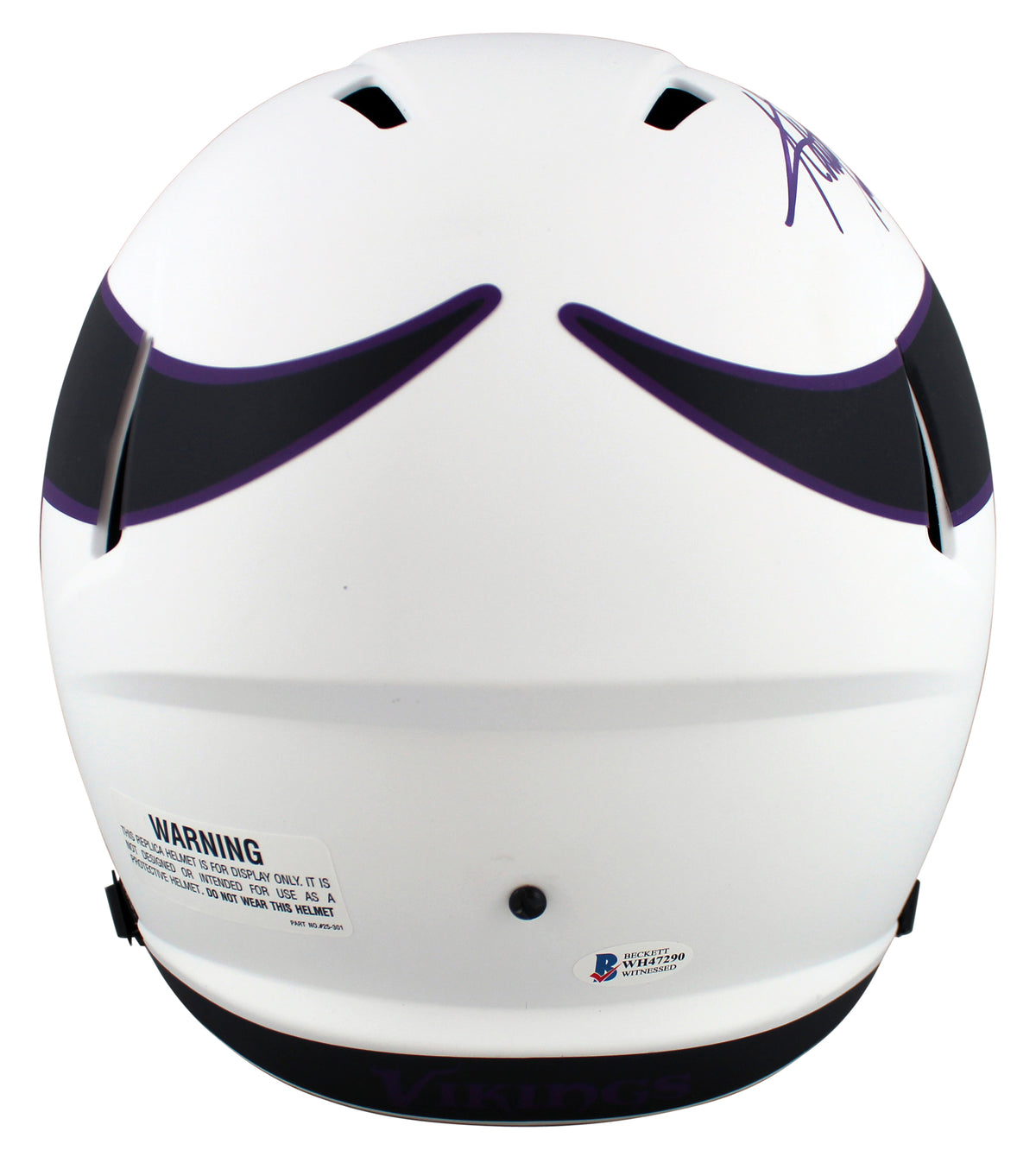 Vikings Adrian Peterson Signed Lunar Full Size Speed Rep Helmet BAS Witnessed