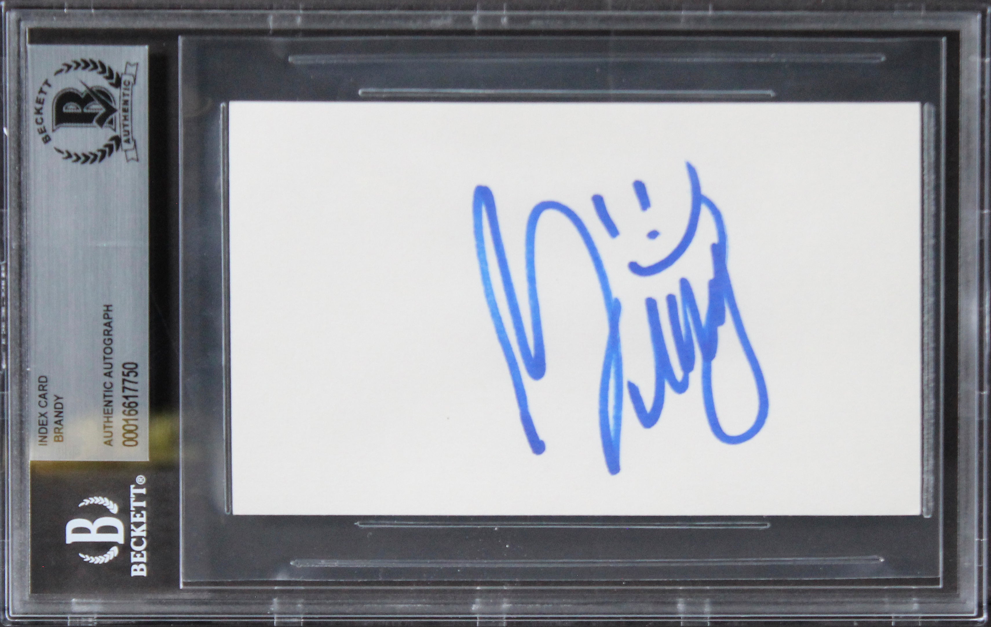 Brandy Singer "Smiley Face" Authentic Signed 3x5 Index Card BAS Slabbed 2