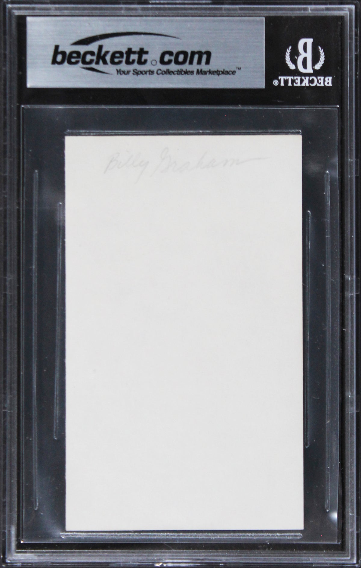 Billy Graham Evangelist Authentic Signed 3x5 Index Card BAS Slabbed