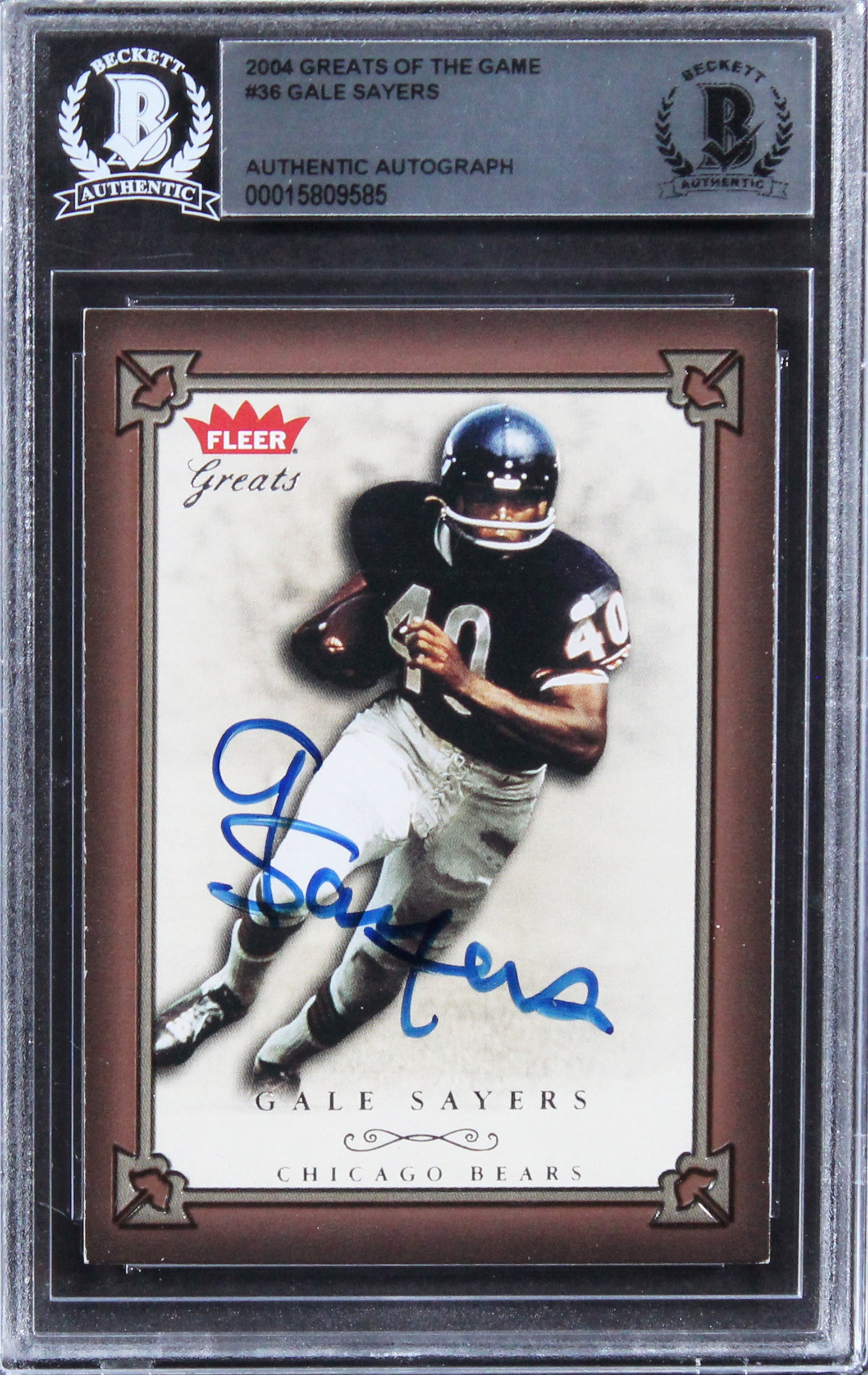 Bears Gale Sayers Authentic Signed 2004 Greats of the Game #36 Card BAS Slabbed