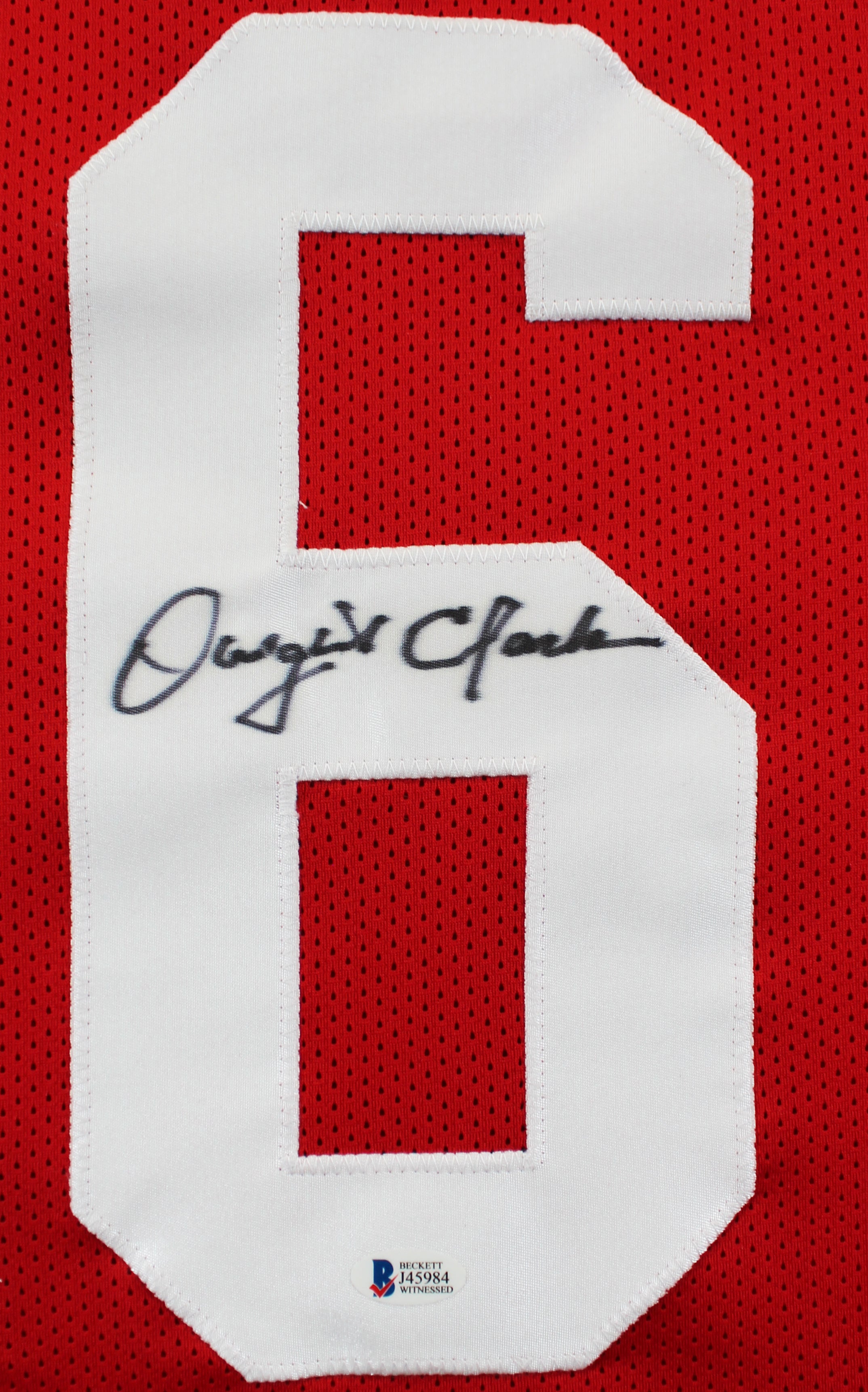 Joe Montana & Dwight Clark Authentic Signed Red Pro Style Jersey BAS Witnessed