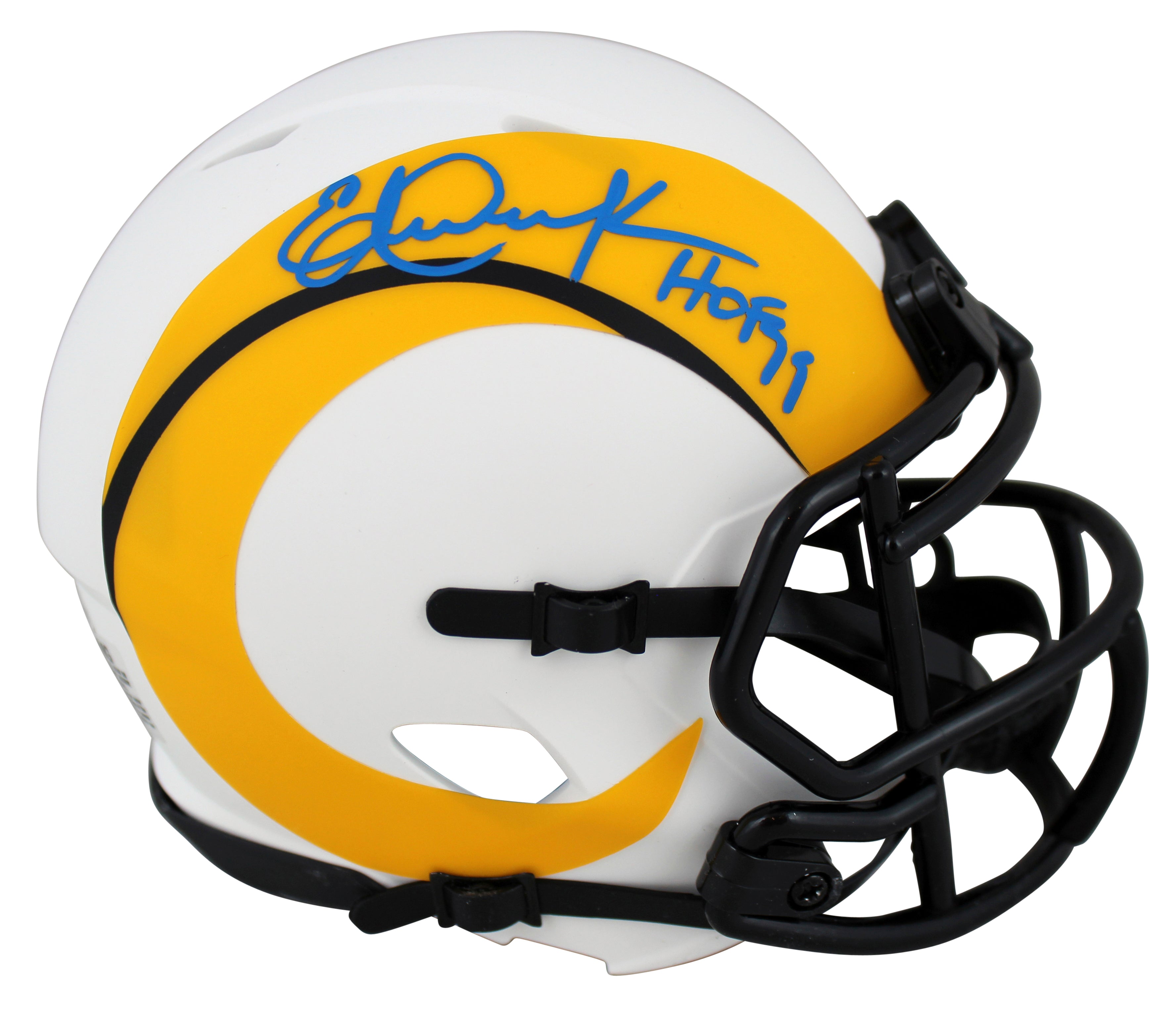 Rams Eric Dickerson HOF 99 Authentic Signed Lunar Speed Mini Helmet BAS Witness