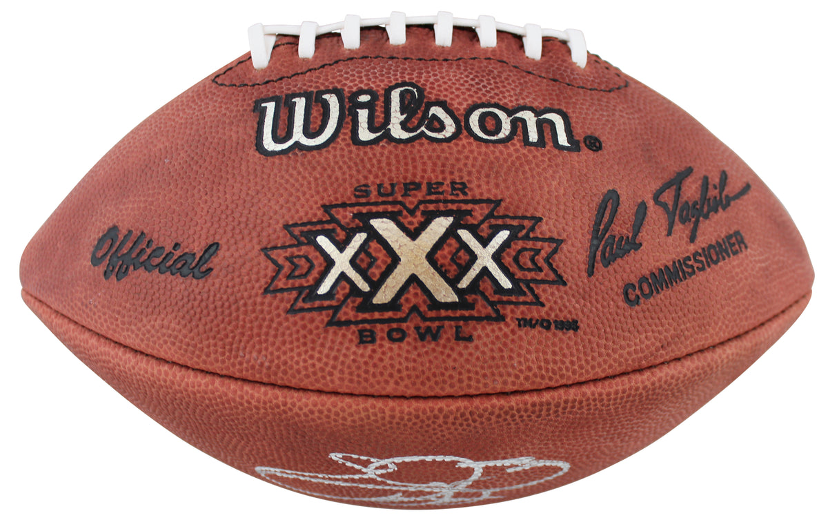 Cowboys Emmitt Smith Signed Official SB XXX Logo Nfl Football BAS Wit #WK17548