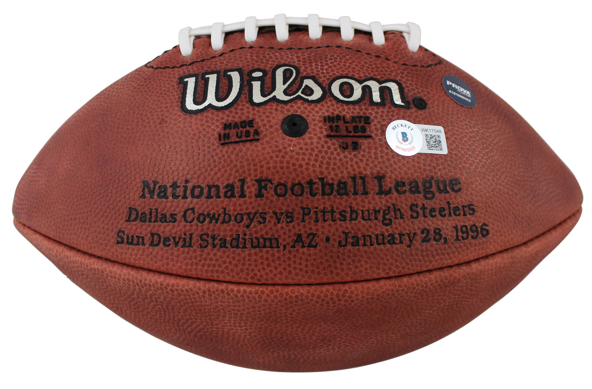 Cowboys Emmitt Smith Signed Official SB XXX Logo Nfl Football BAS Wit #WK17548