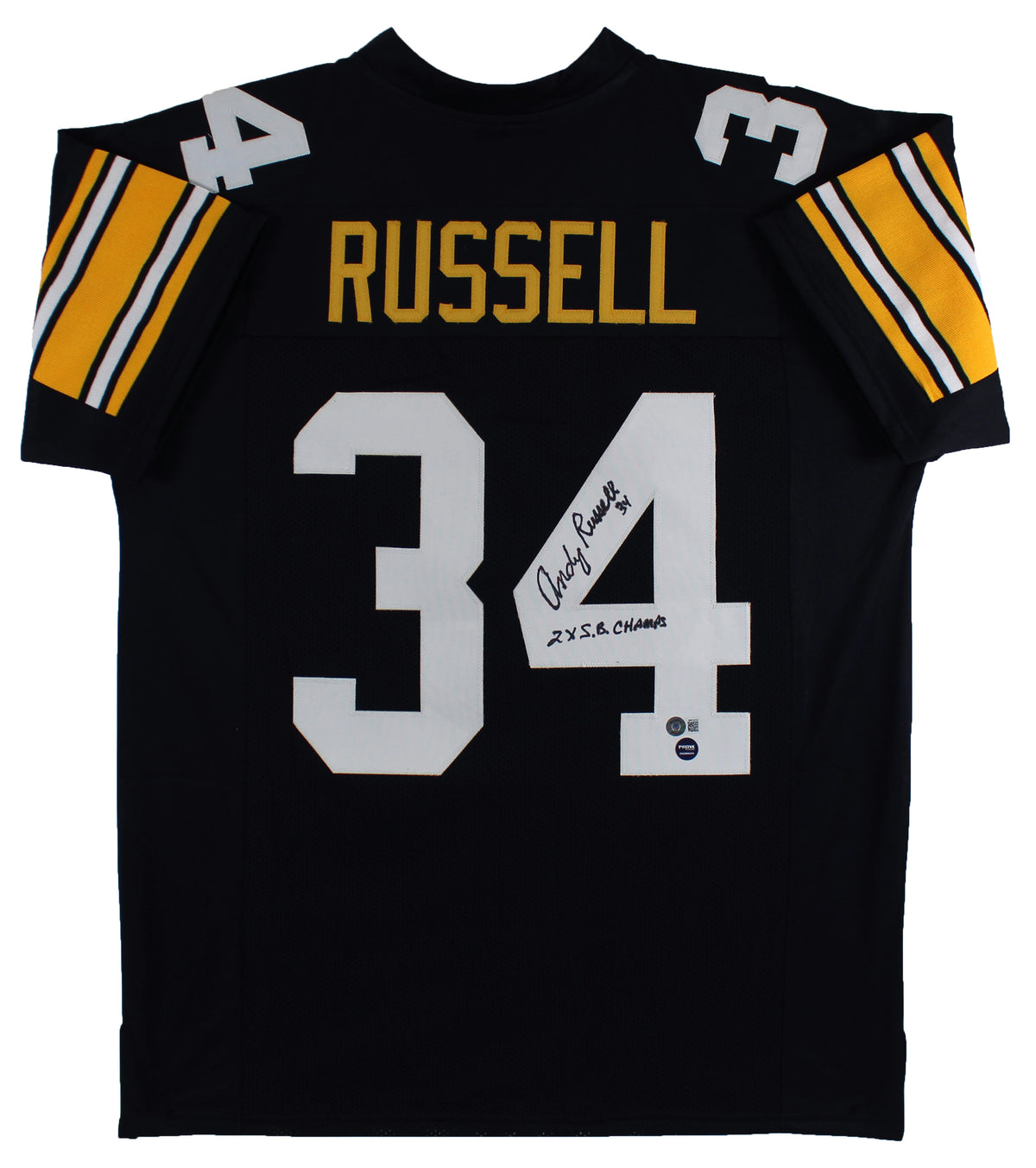 Andy Russell "2x SB Champs" Signed Black Pro Style Jersey BAS Witnessed #WR55619