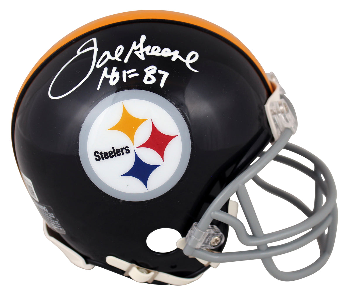 Steelers Joe Greene "HOF 87" Signed 63-76 Throwback Rep Mini Helmet BAS Witness