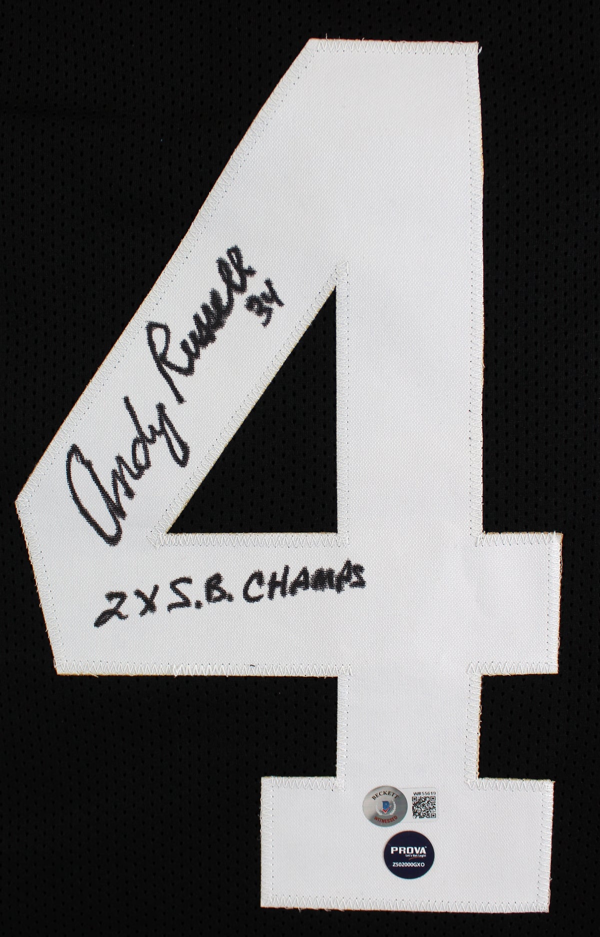 Andy Russell "2x SB Champs" Signed Black Pro Style Jersey BAS Witnessed #WR55619